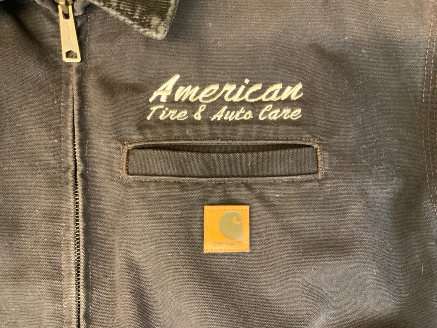 VTG CARHARTT HEAVY DUCK CANVAS WORKWEAR JACKET BROWN AMERICAN TIRE & AUTO 2XL