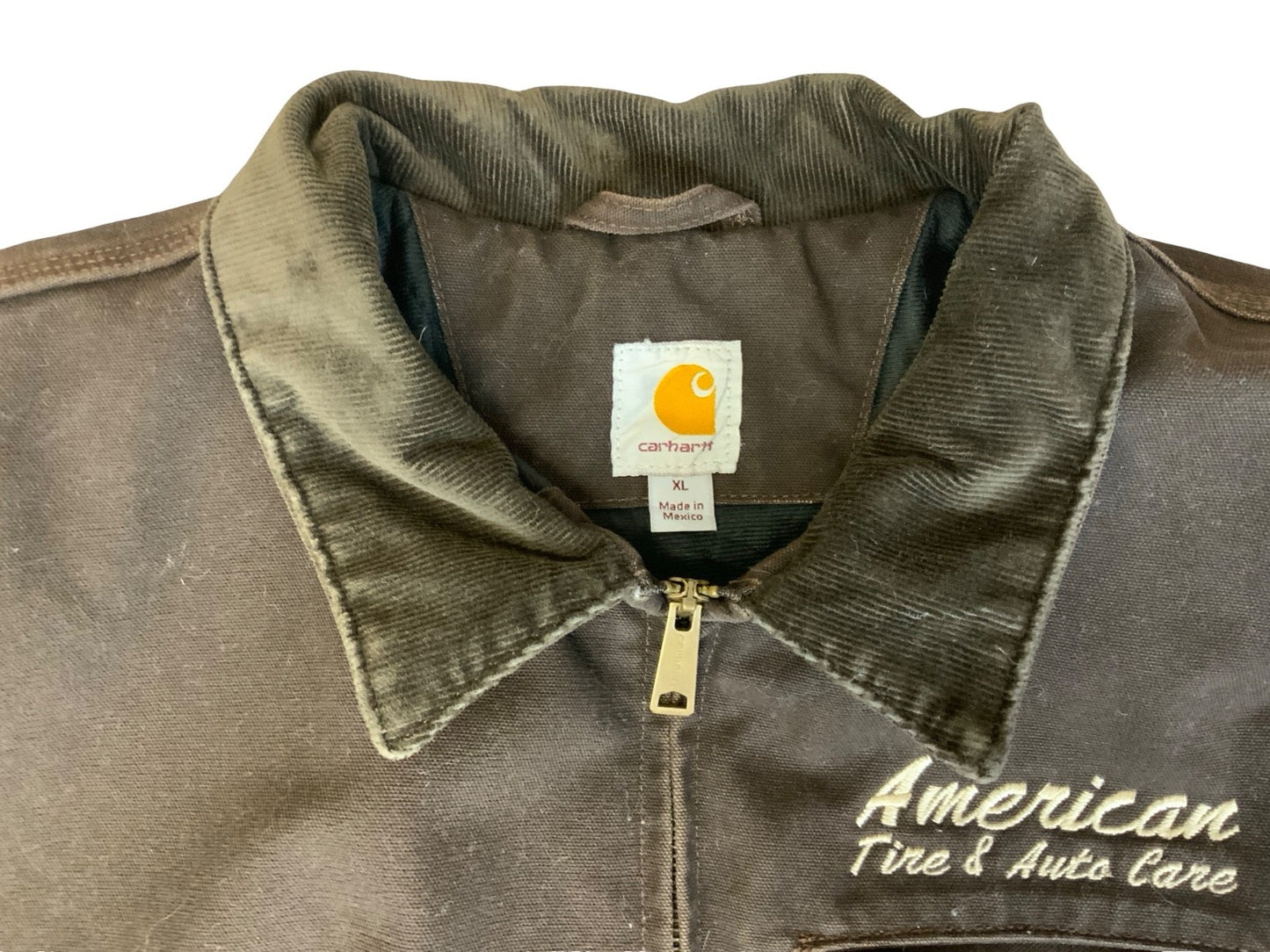 VTG CARHARTT HEAVY DUCK CANVAS WORKWEAR JACKET BROWN AMERICAN TIRE & AUTO 2XL