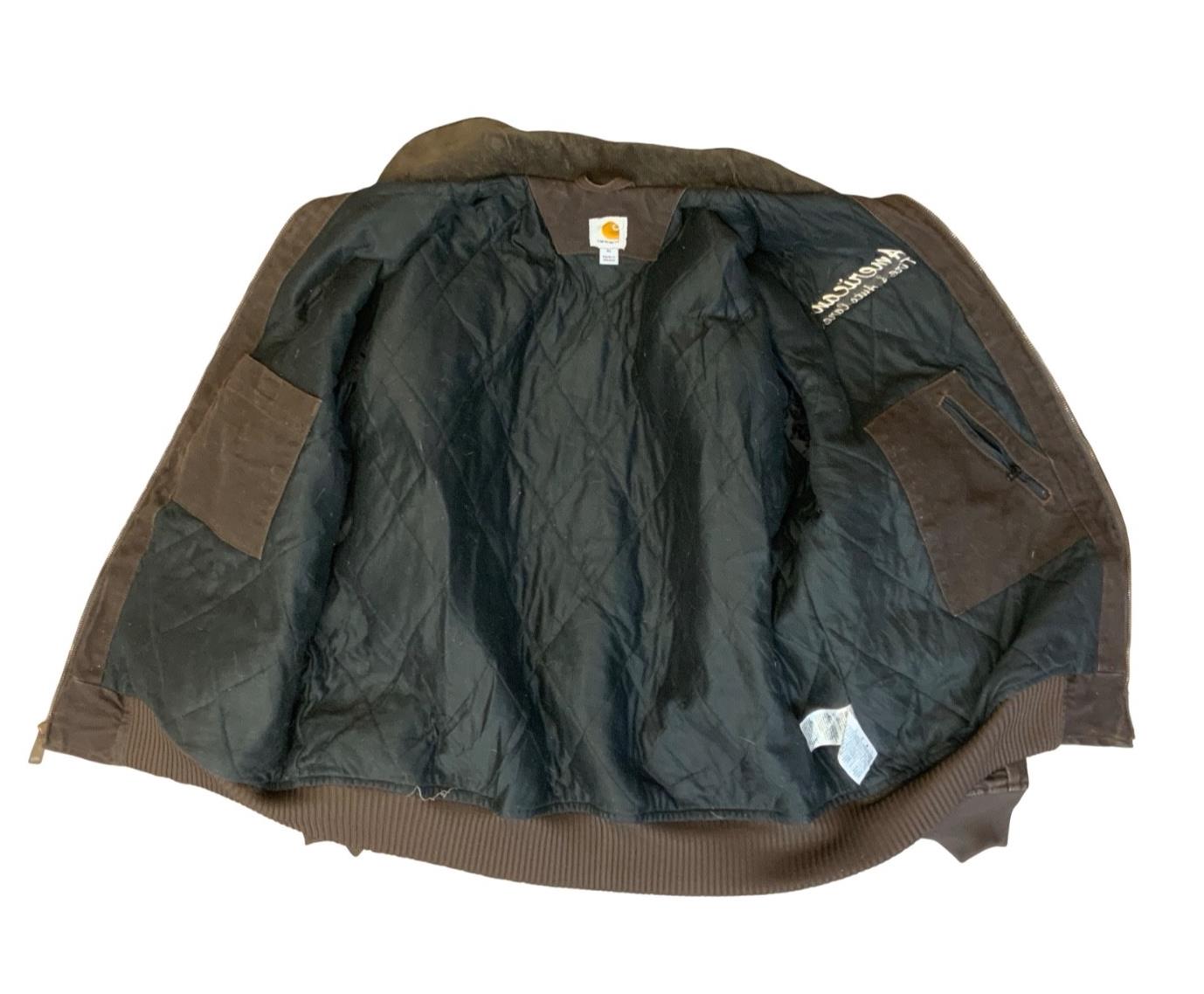 VTG CARHARTT HEAVY DUCK CANVAS WORKWEAR JACKET BROWN AMERICAN TIRE & AUTO 2XL