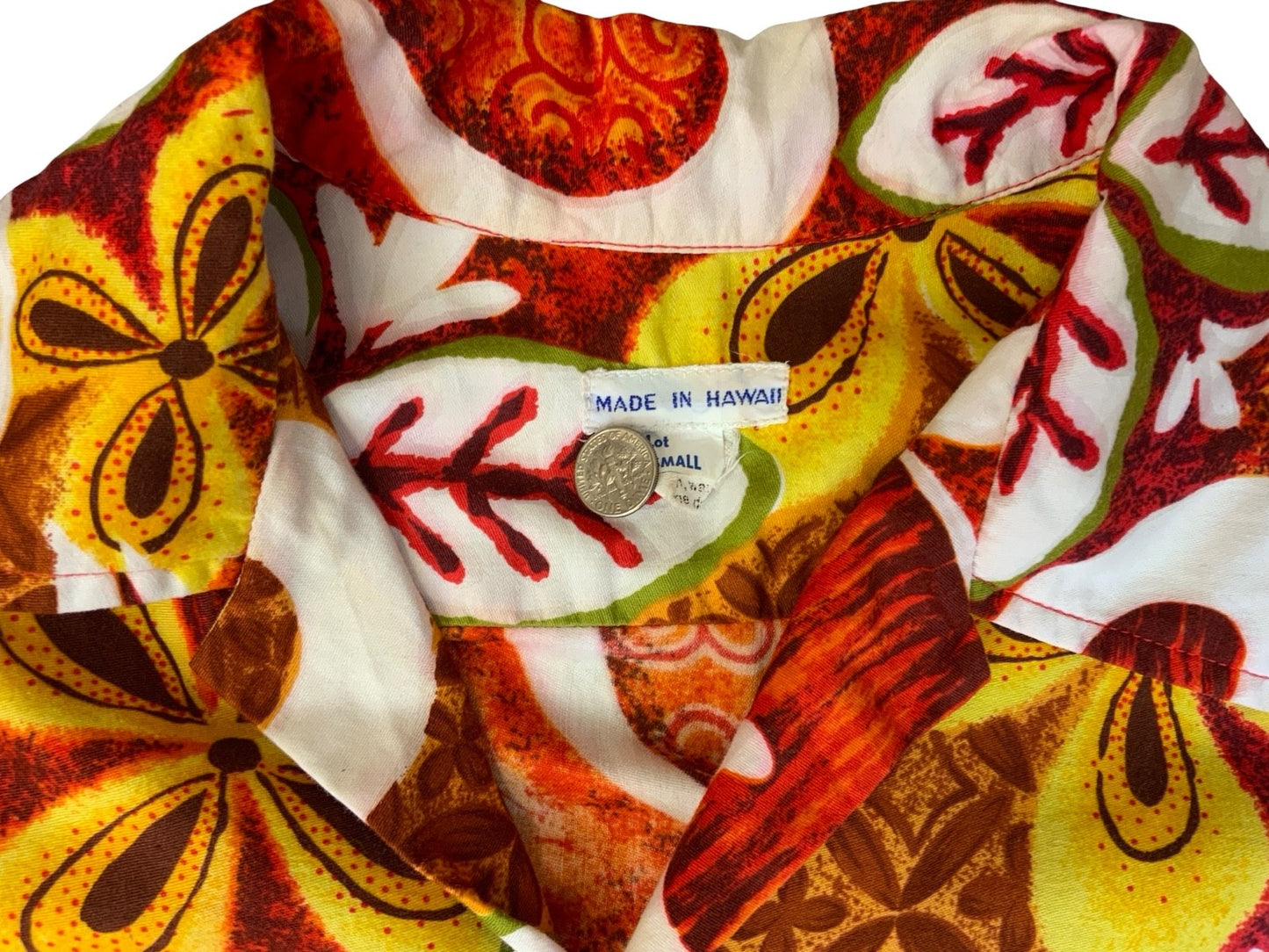 VTG 60s 70s HAWAIIAN MADE ALOHA SHIRT COTTON TIKI ROCKABILLY HAWAII SURFER SMALL