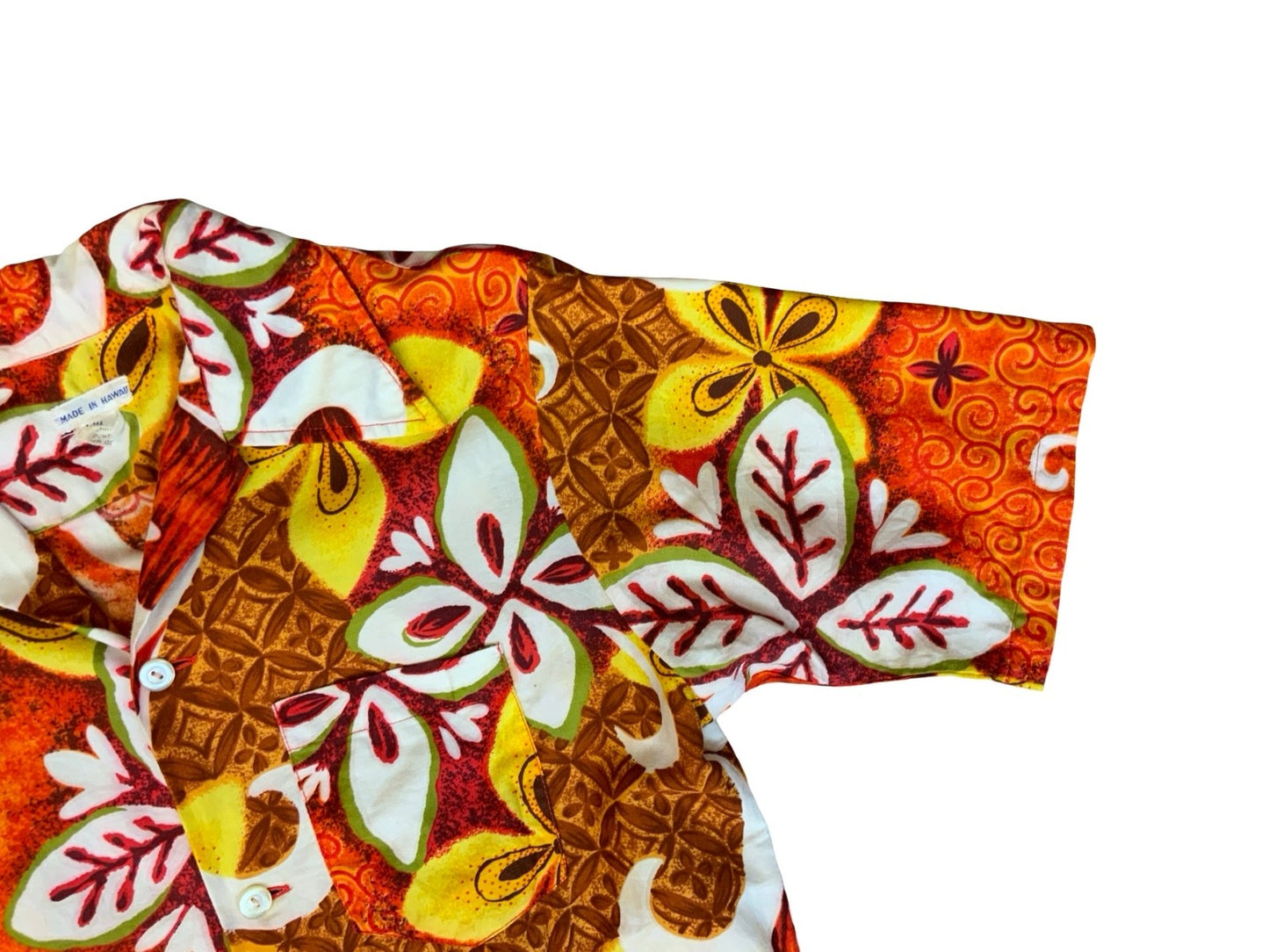 VTG 60s 70s HAWAIIAN MADE ALOHA SHIRT COTTON TIKI ROCKABILLY HAWAII SURFER SMALL