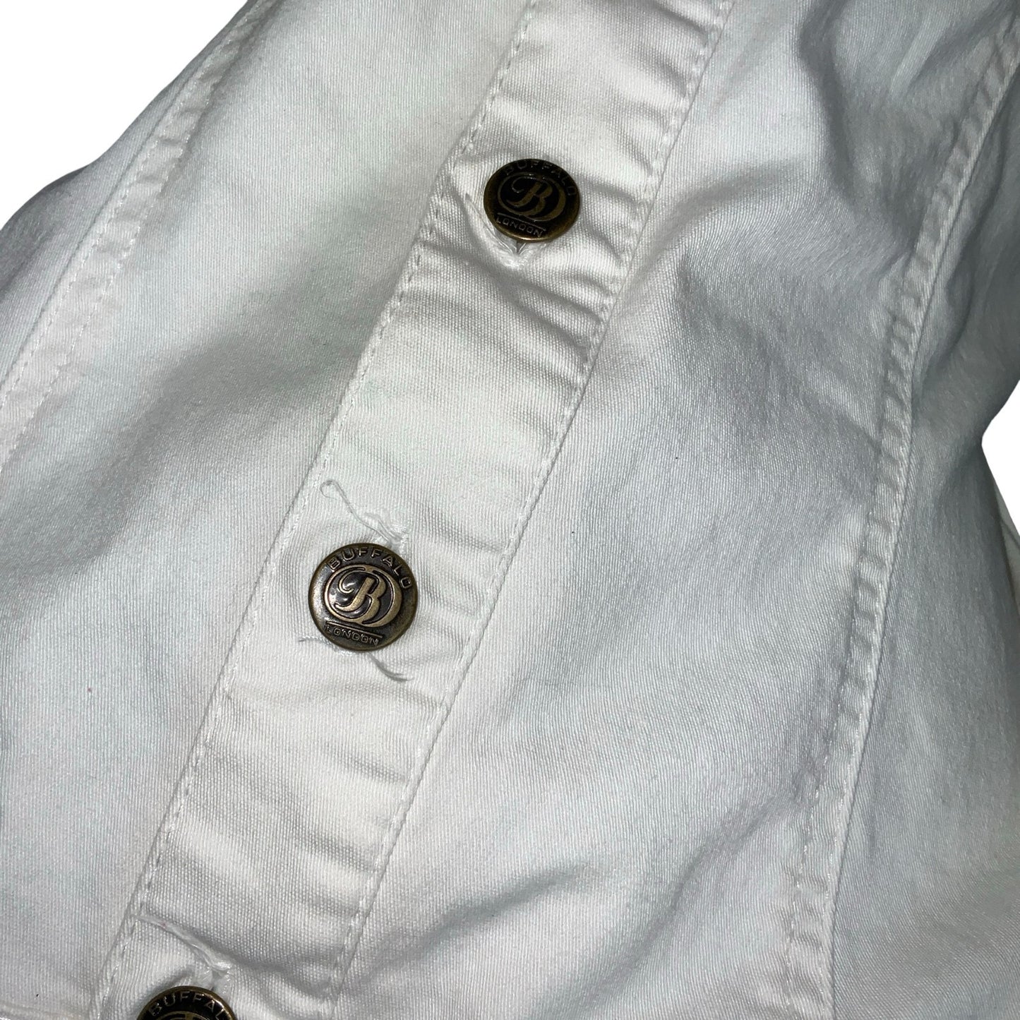 VTG 90s 'BUFFALO LONDON' WHITE DROP WAIST MINI DENIM CARGO POCKETS DRESS S M 12