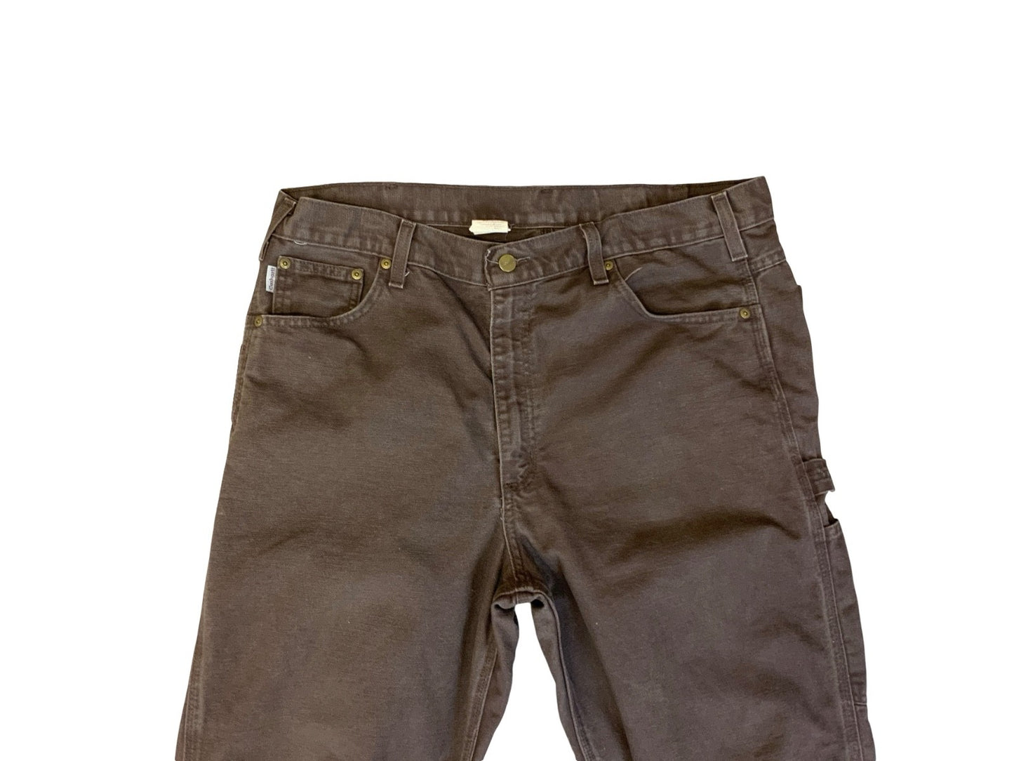 VTG CARHARTT HEAVY DUCK CANVAS BROWN WORKWEAR TROUSERS VGC 38”W 34”L