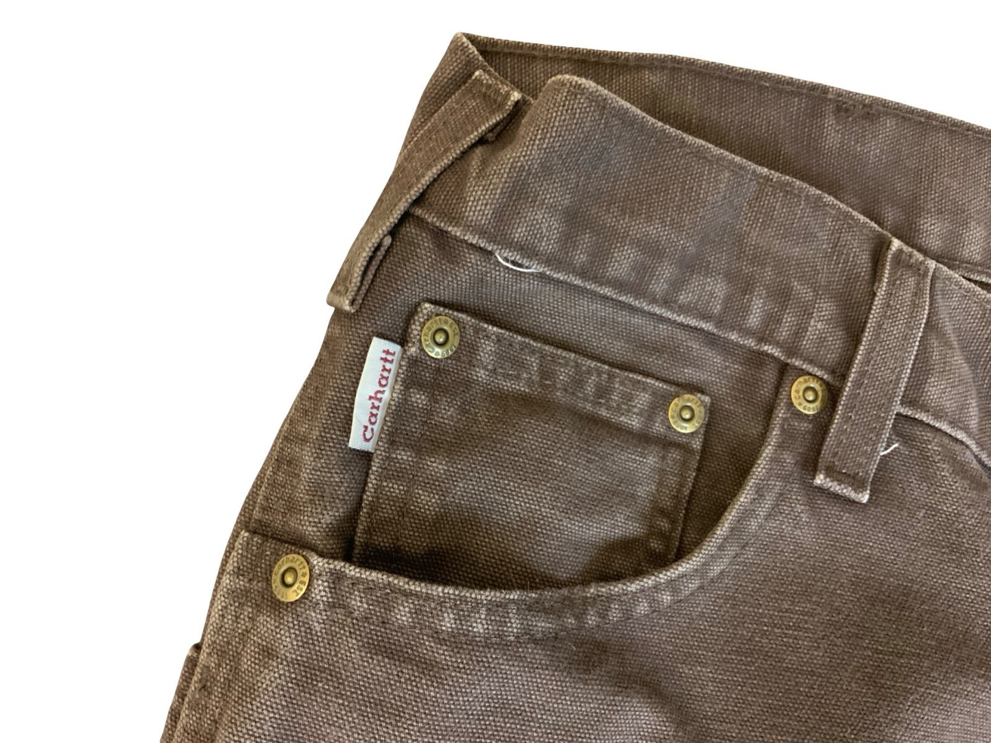 VTG CARHARTT HEAVY DUCK CANVAS BROWN WORKWEAR TROUSERS VGC 38”W 34”L