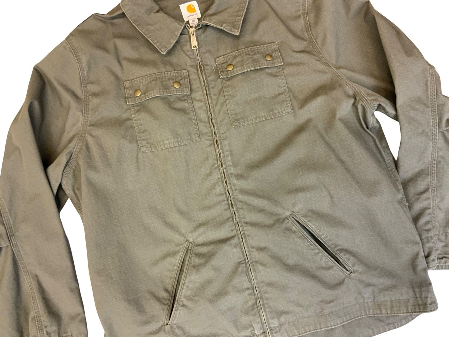 VTG CARHARTT HEAVY RIPSTOP DUCK CANVAS WORKWEAR JACKET GREEN 3XL