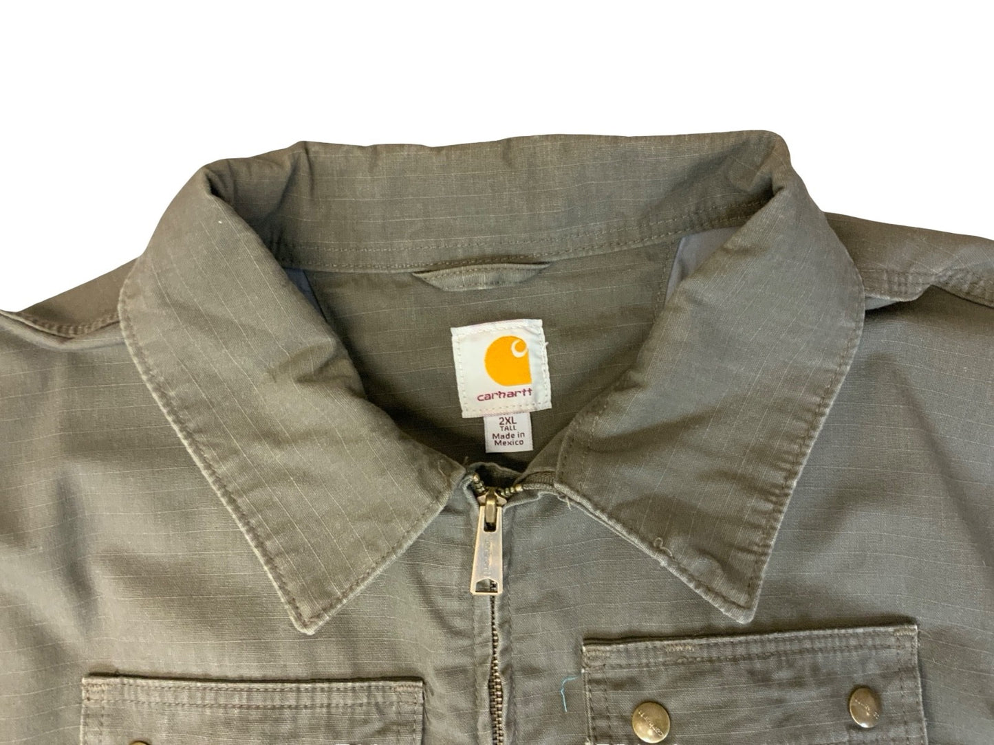 VTG CARHARTT HEAVY RIPSTOP DUCK CANVAS WORKWEAR JACKET GREEN 3XL