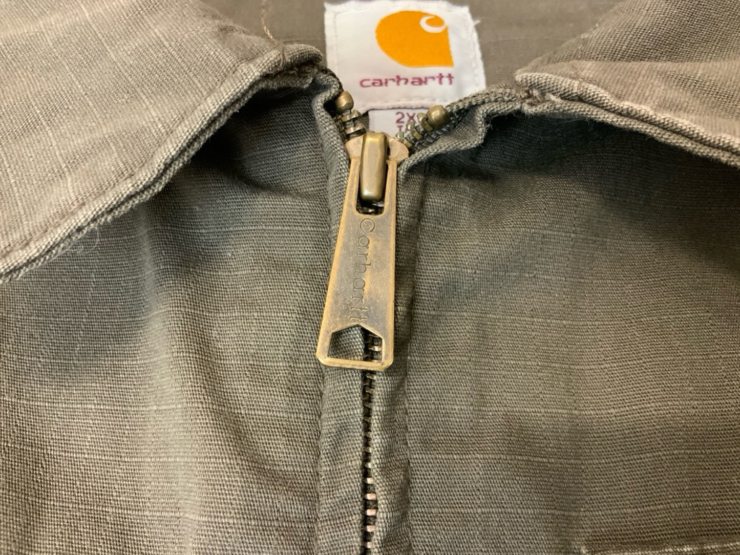 VTG CARHARTT HEAVY RIPSTOP DUCK CANVAS WORKWEAR JACKET GREEN 3XL