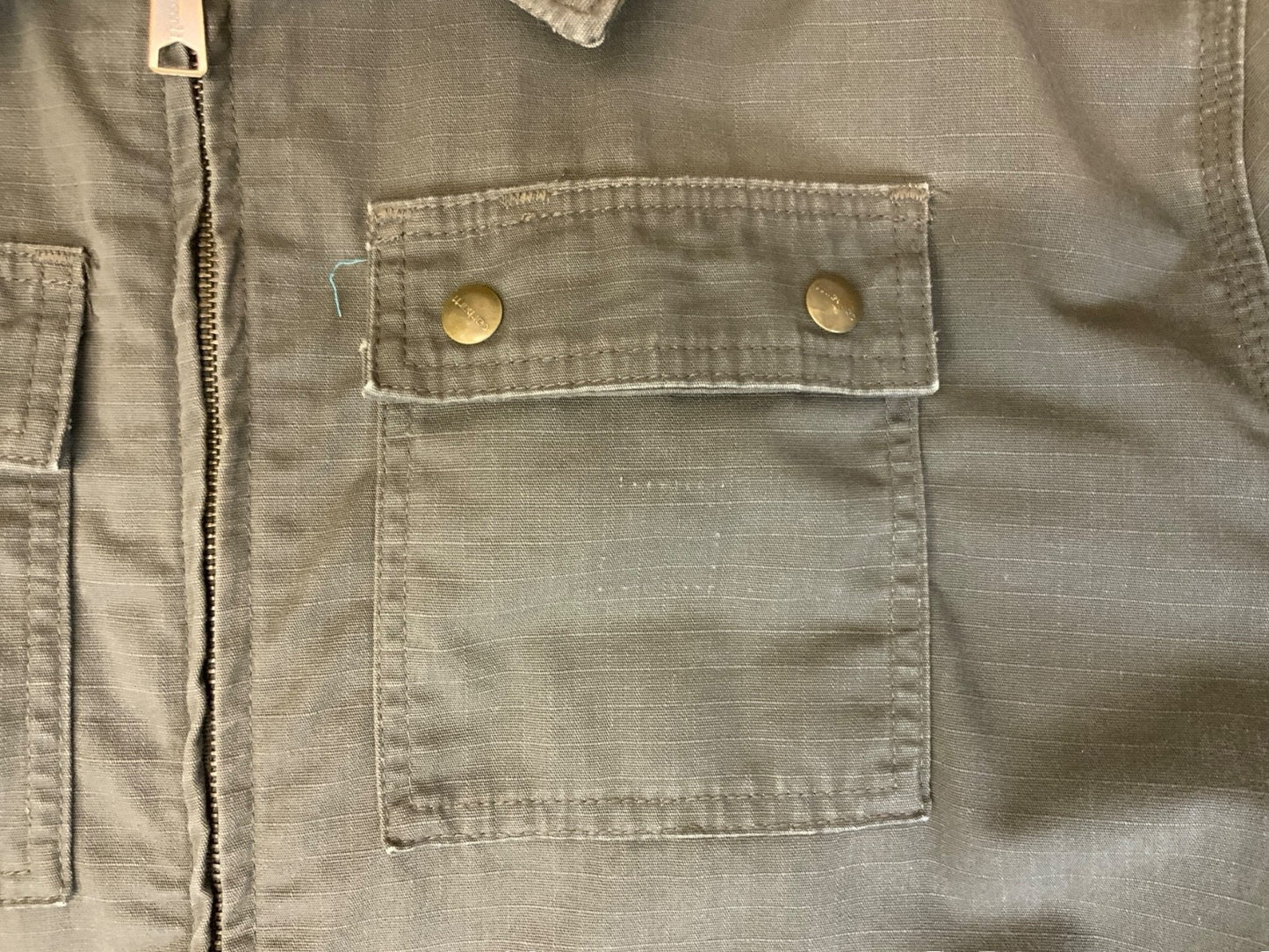 VTG CARHARTT HEAVY RIPSTOP DUCK CANVAS WORKWEAR JACKET GREEN 3XL