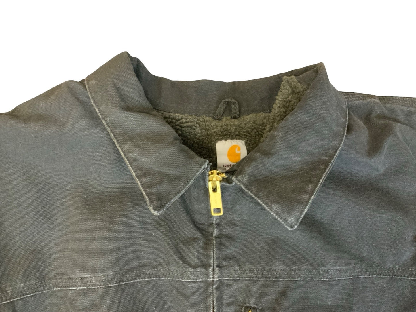 VTG CARHARTT HEAVY HEAVY DUCK CANVAS SHERPA LINED WORKWEAR JACKET BLACK 4XL