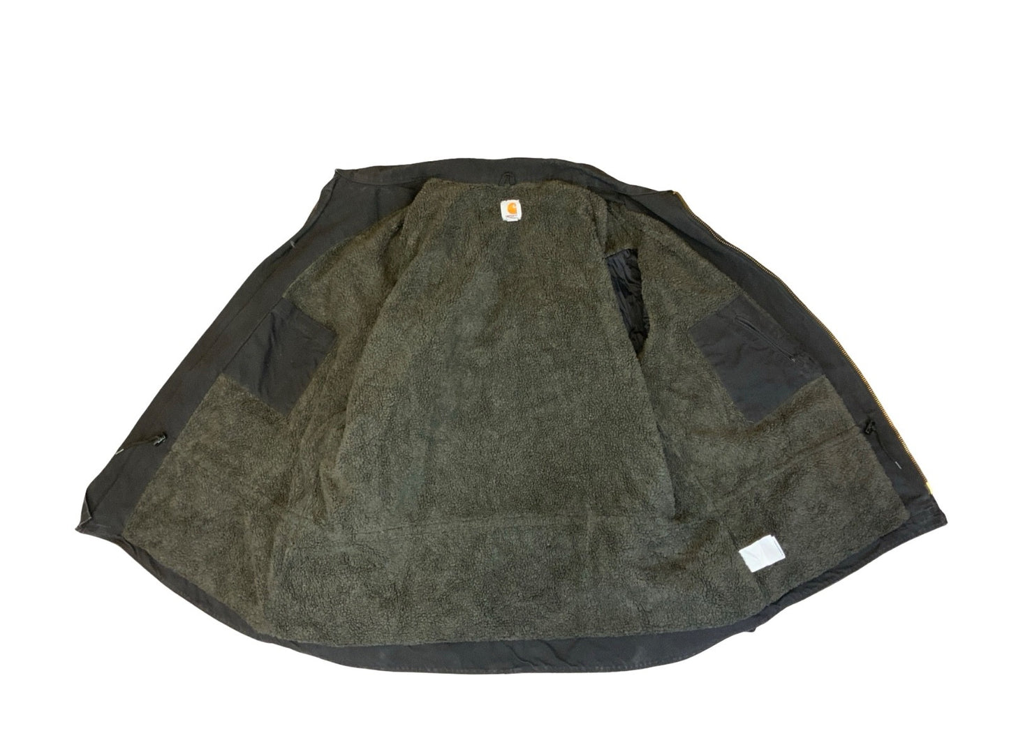 VTG CARHARTT HEAVY HEAVY DUCK CANVAS SHERPA LINED WORKWEAR JACKET BLACK 4XL