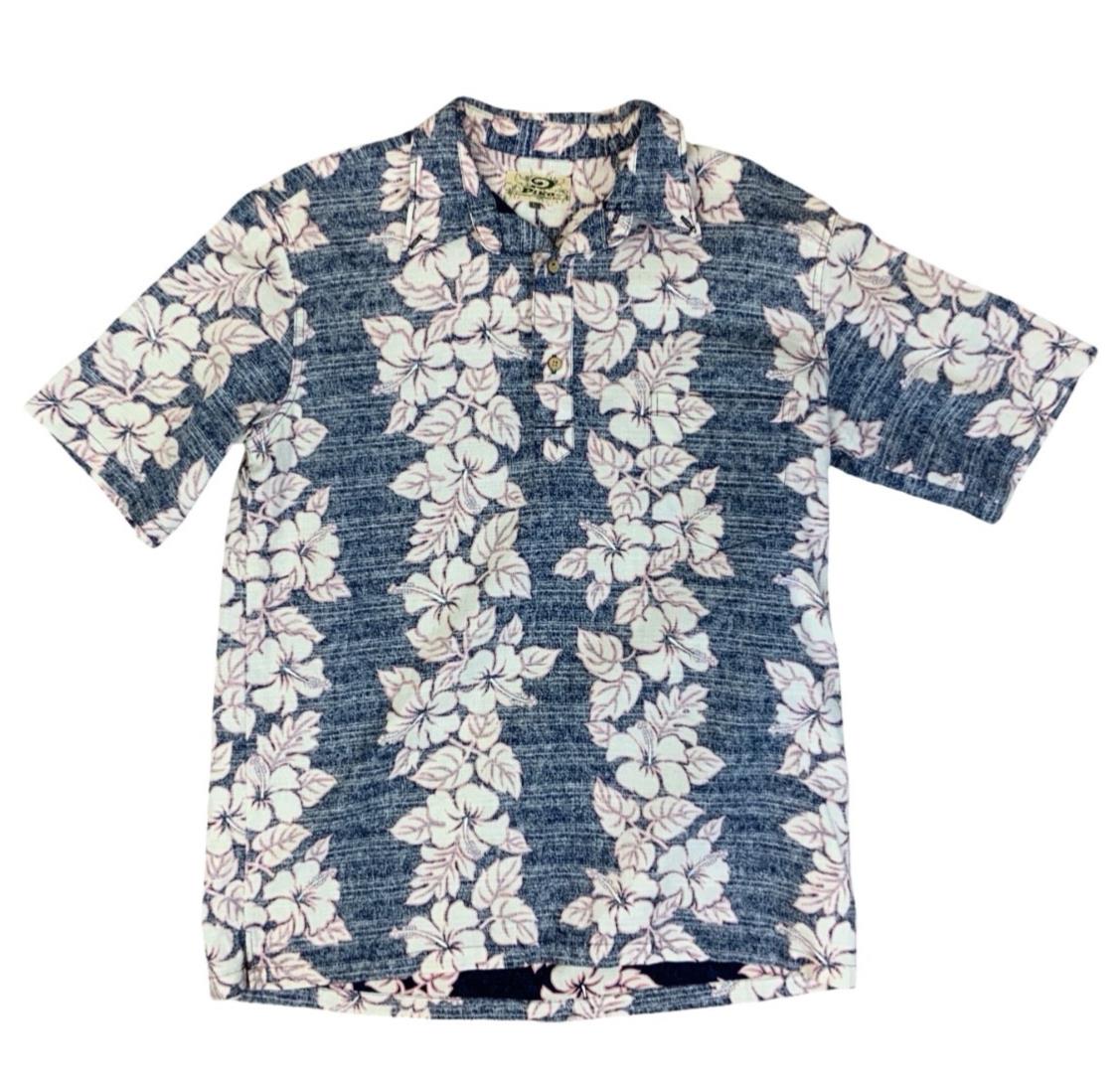 VTG PIKO HAWAII MADE REVERSE BARK CLOTH ALOHA SHIRT TIKI ROCKABILLY SURF MEDIUM
