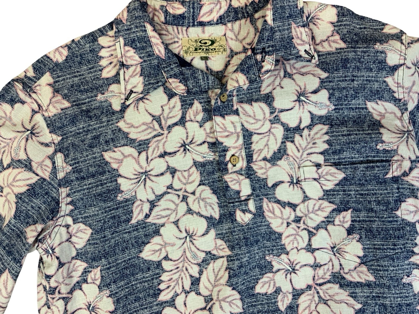 VTG PIKO HAWAII MADE REVERSE BARK CLOTH ALOHA SHIRT TIKI ROCKABILLY SURF MEDIUM