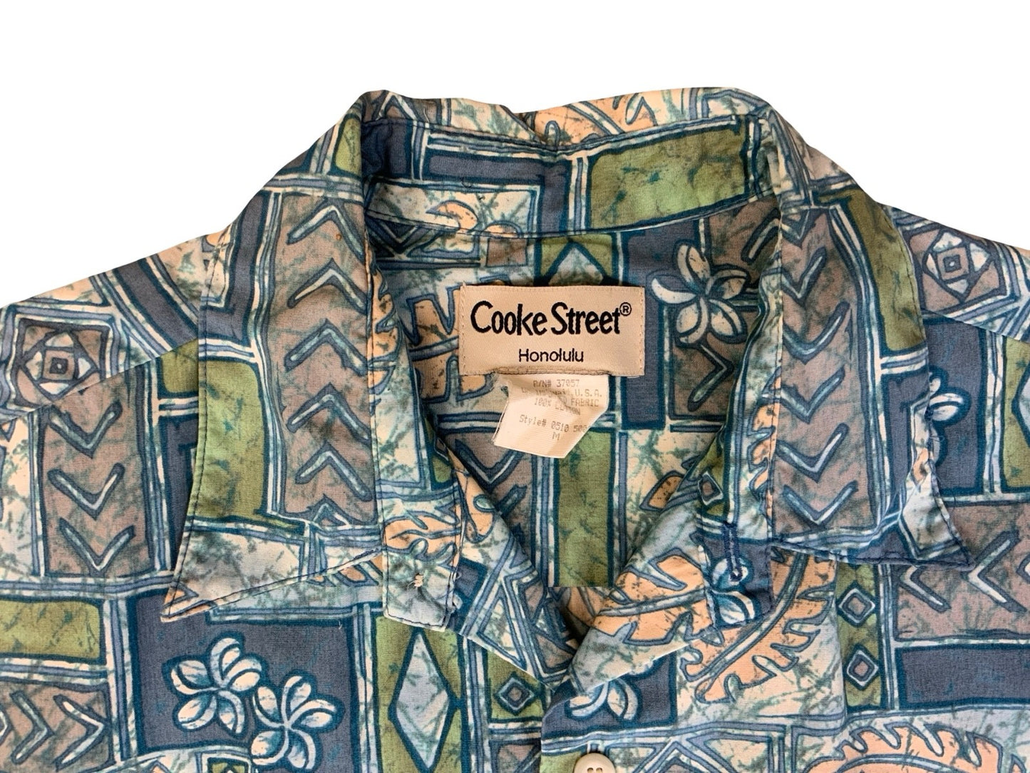 VTG COOKE STREET HAWAIIAN MADE ALOHA SHIRT COTTON TIKI ROCKABILLY SURF MEDIUM