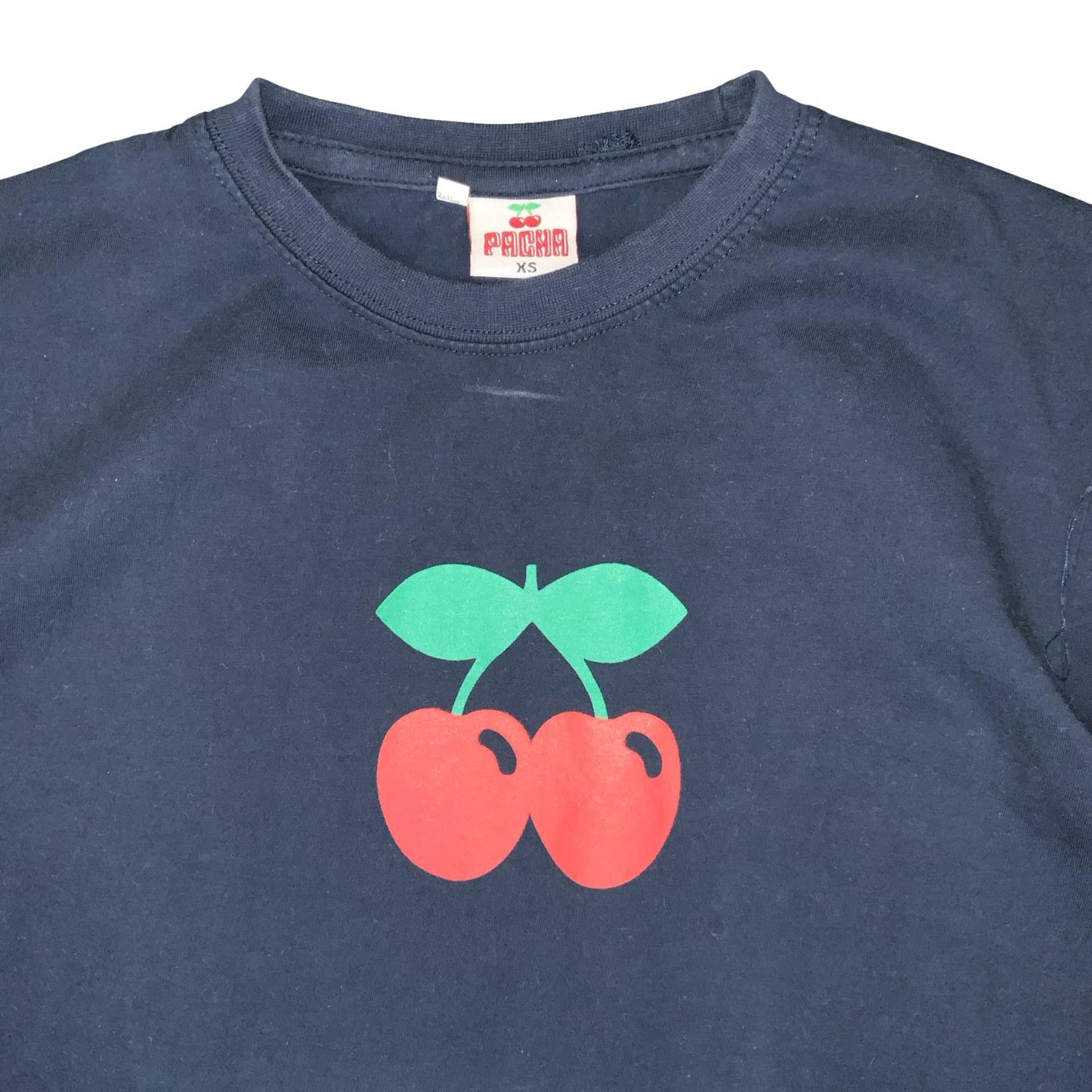 VTG 90s y2k 'PACHA' IBIZA BLUE CHERRY LOGO RAVE CLUB GRAPHIC T-SHIRT S 8 10