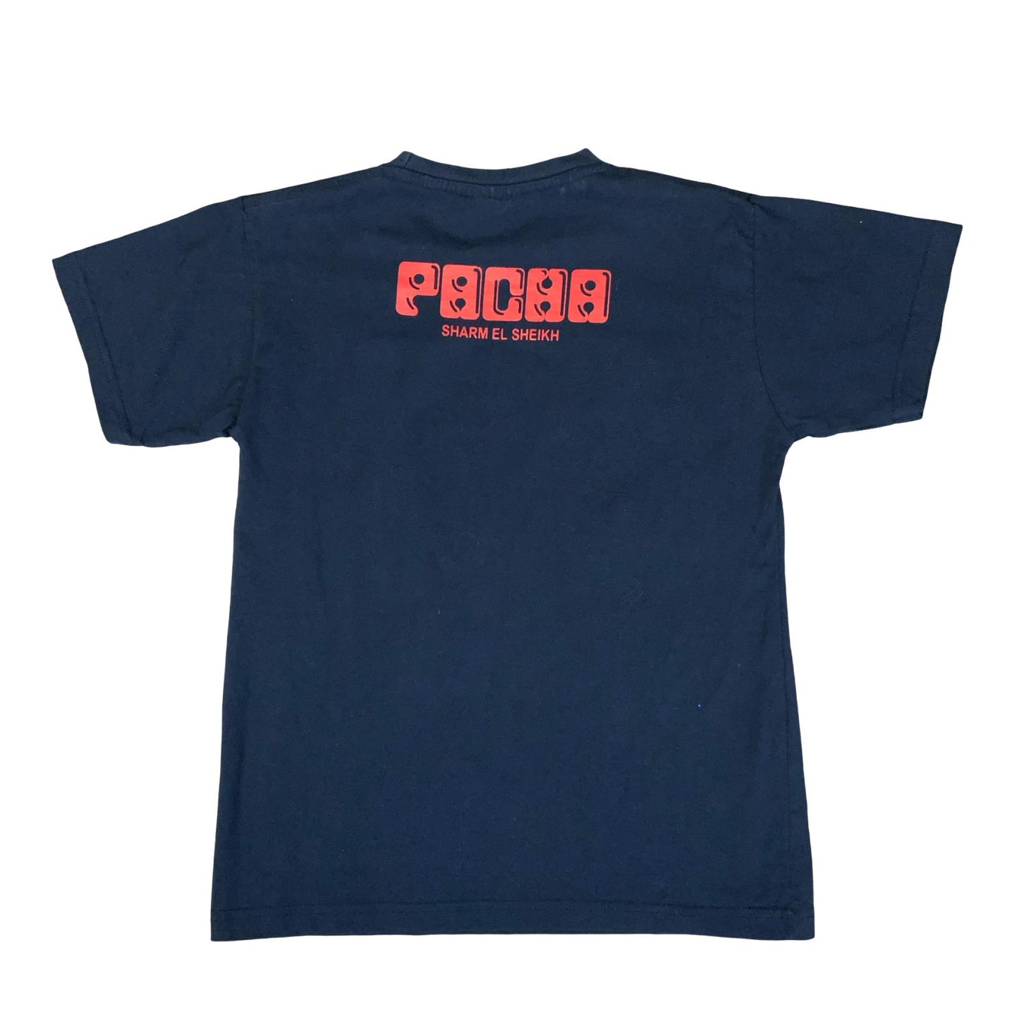 VTG 90s y2k 'PACHA' IBIZA BLUE CHERRY LOGO RAVE CLUB GRAPHIC T-SHIRT S 8 10