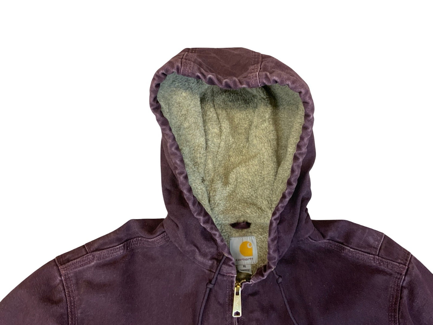 VTG LADIES CARHARTT HEAVY DUCK CANVAS SHERPA LINED WORKWEAR JACKET PURPLE XL