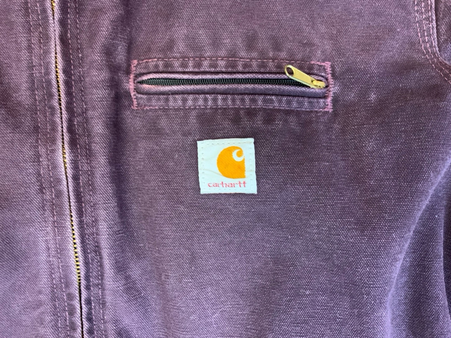 VTG LADIES CARHARTT HEAVY DUCK CANVAS SHERPA LINED WORKWEAR JACKET PURPLE XL