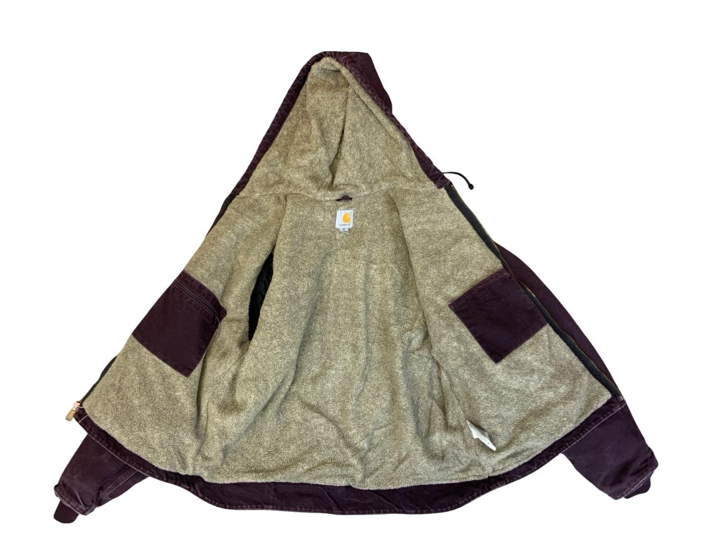 VTG LADIES CARHARTT HEAVY DUCK CANVAS SHERPA LINED WORKWEAR JACKET PURPLE XL
