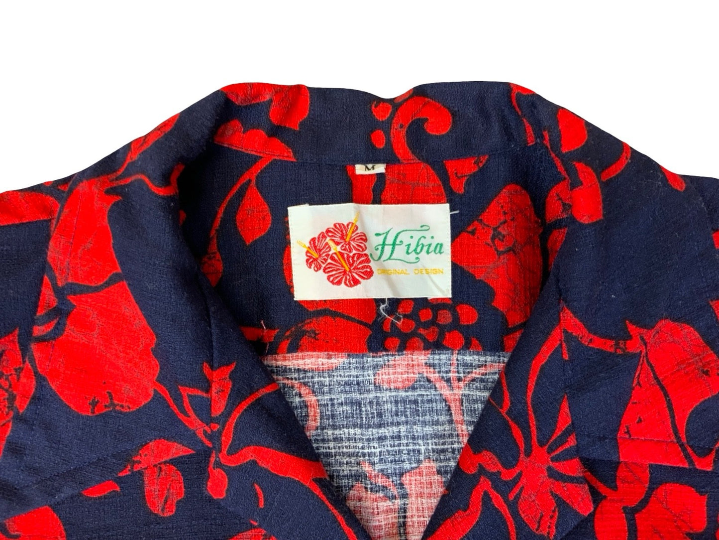 VTG HIBIA BARK CLOTH HAWAIIAN MADE ALOHA SHIRT TIKI ROCKABILLY SMALL