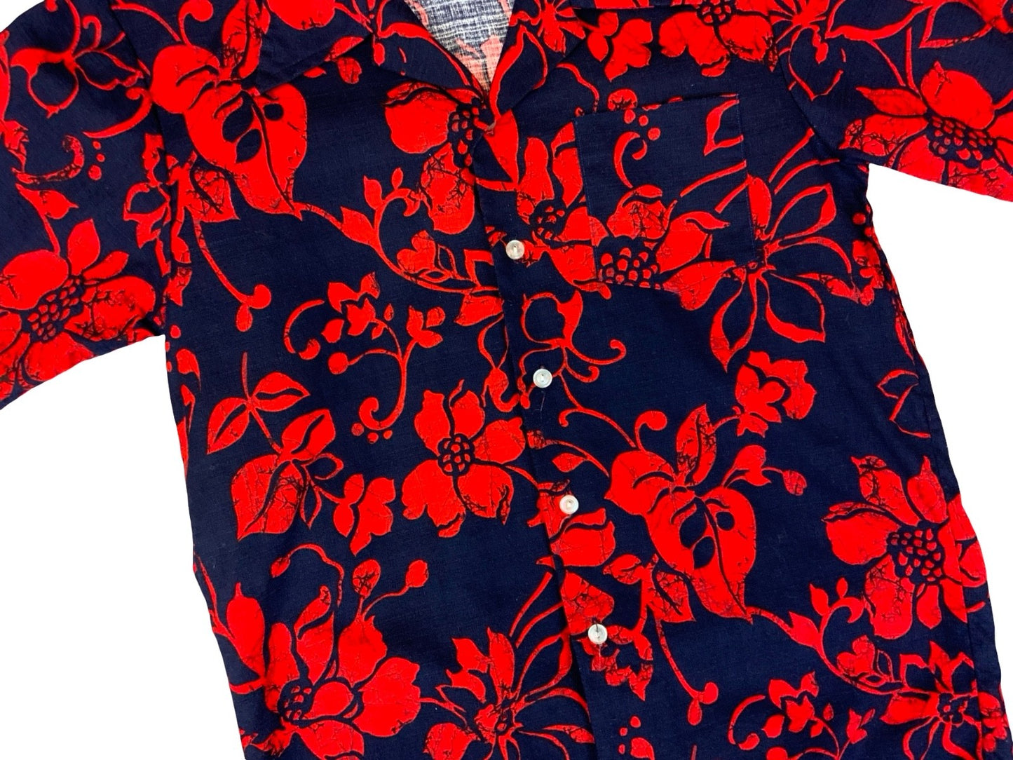 VTG HIBIA BARK CLOTH HAWAIIAN MADE ALOHA SHIRT TIKI ROCKABILLY SMALL