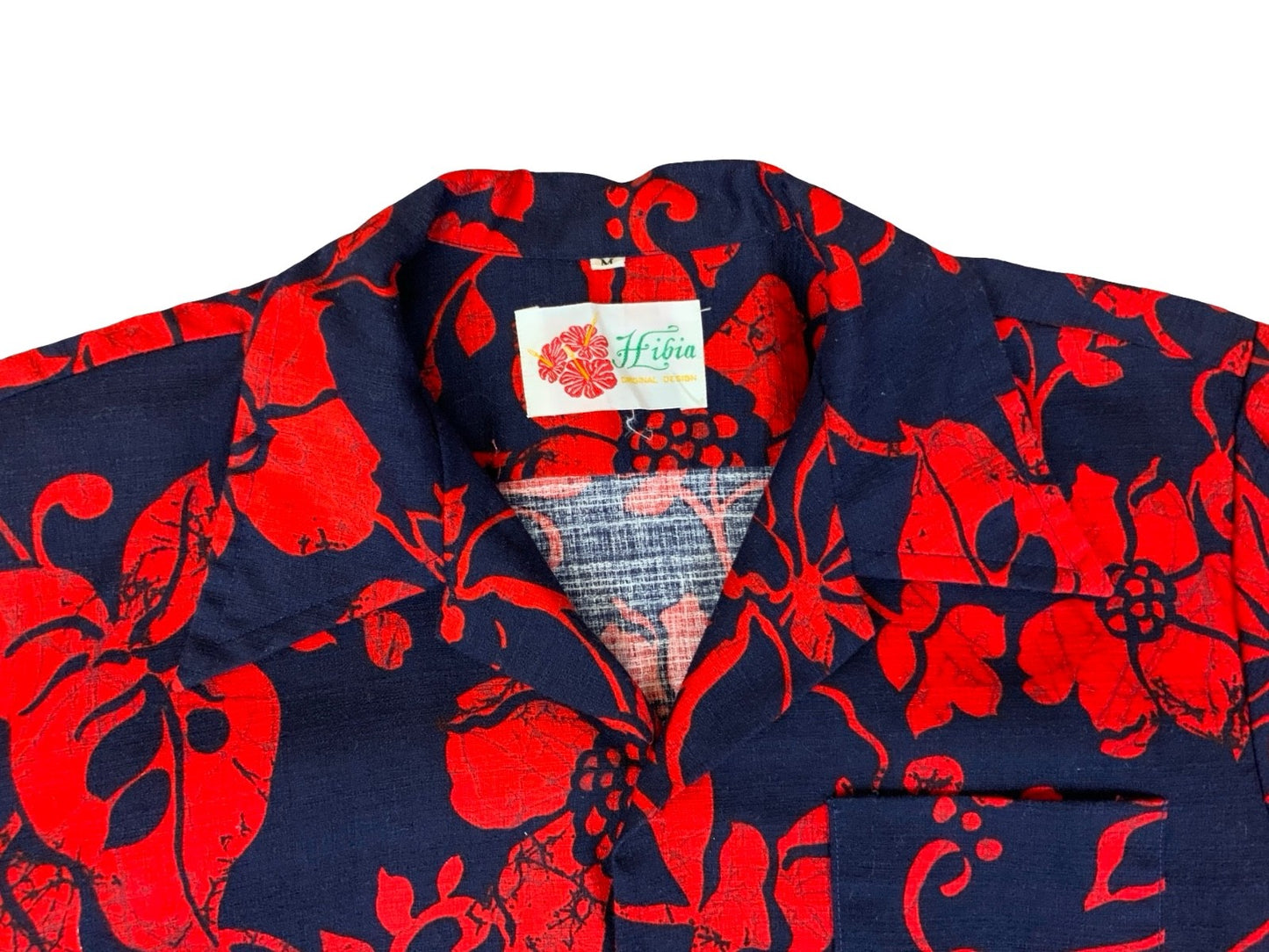 VTG HIBIA BARK CLOTH HAWAIIAN MADE ALOHA SHIRT TIKI ROCKABILLY SMALL