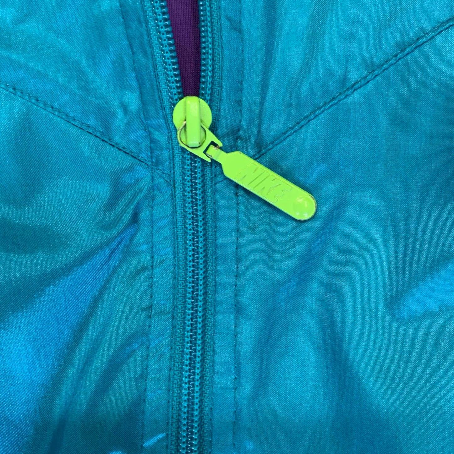 VTG 80s 90s 'NIKE' RARE BLUE GREEN PURPLE COLOUR-BLOCK WINDBREAKER JACKET 3XL