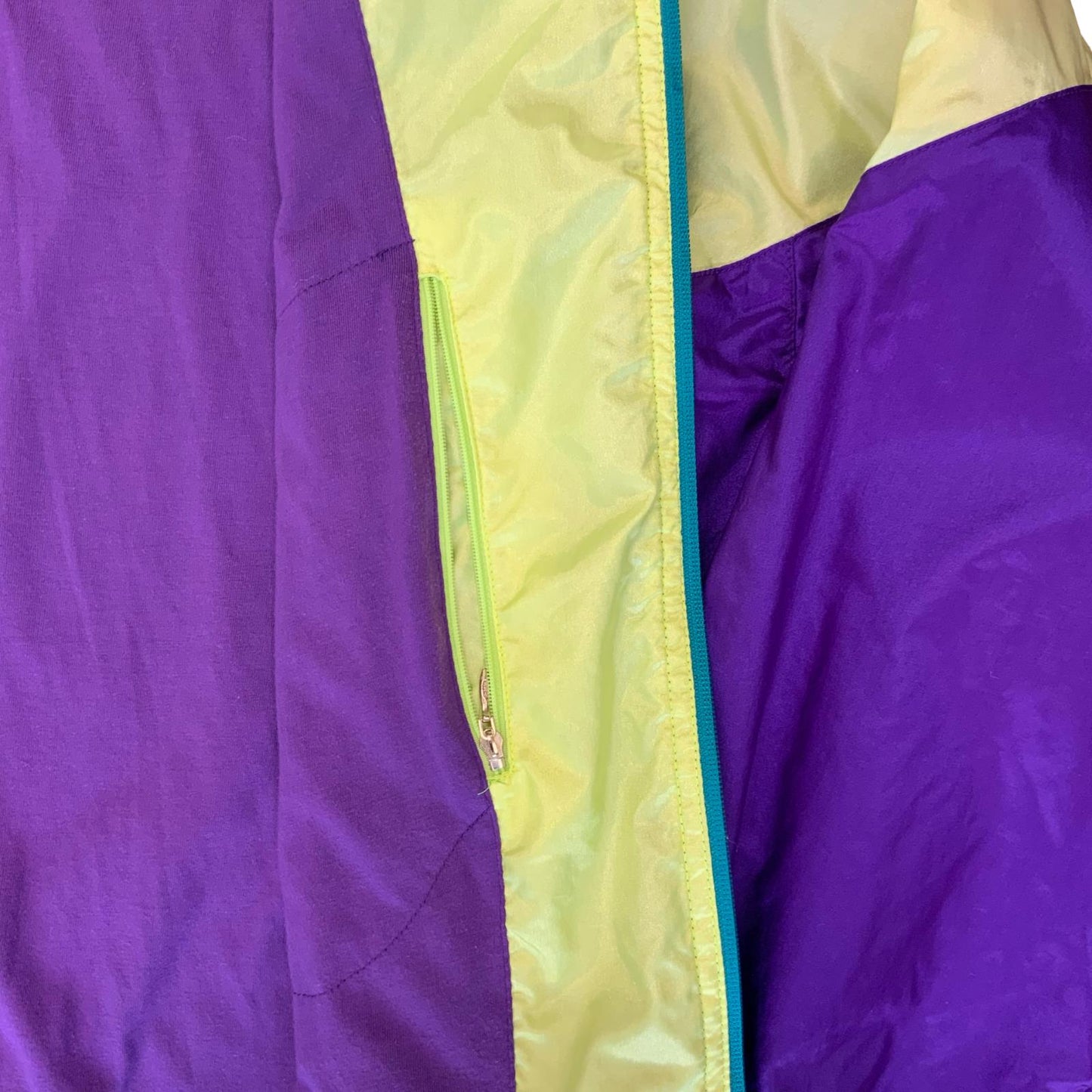 VTG 80s 90s 'NIKE' RARE BLUE GREEN PURPLE COLOUR-BLOCK WINDBREAKER JACKET 3XL