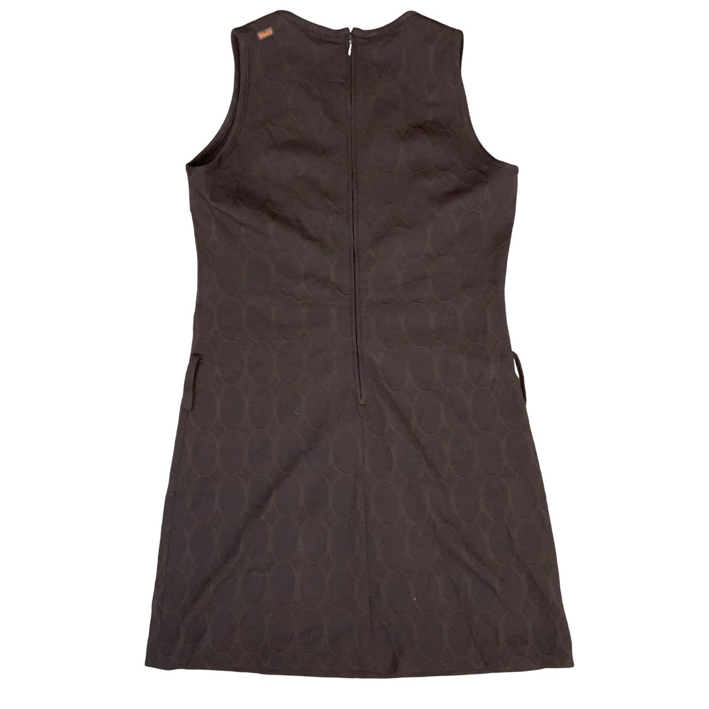 VTG 90s Y2K 'MISS SIXTY' BROWN GEOMETRIC PATTERNED MINI SLEEVELESS SHIFT DRESS S