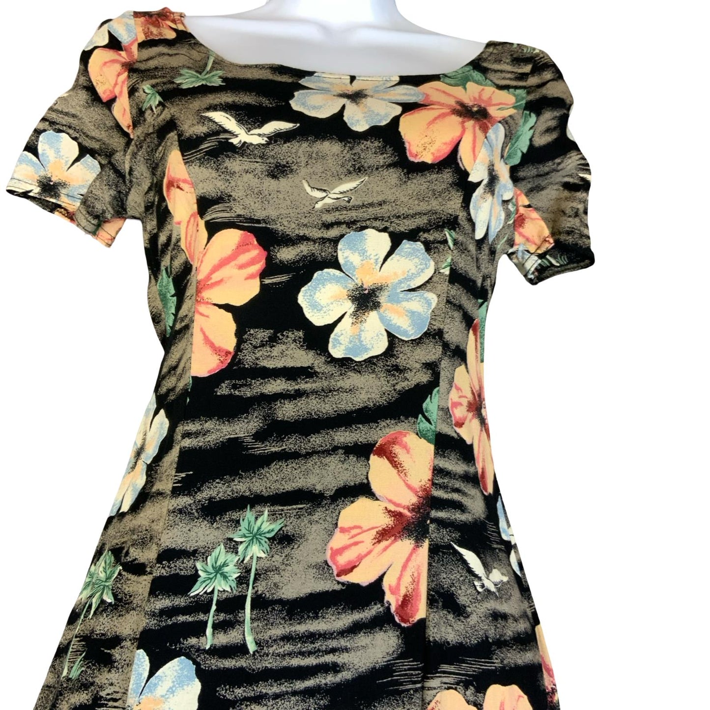 VTG 90s Y2K 'CALAMITY JAYNE' BLACK PINK FLORAL SPLIT SUMMER MAXI DRESS XS 6