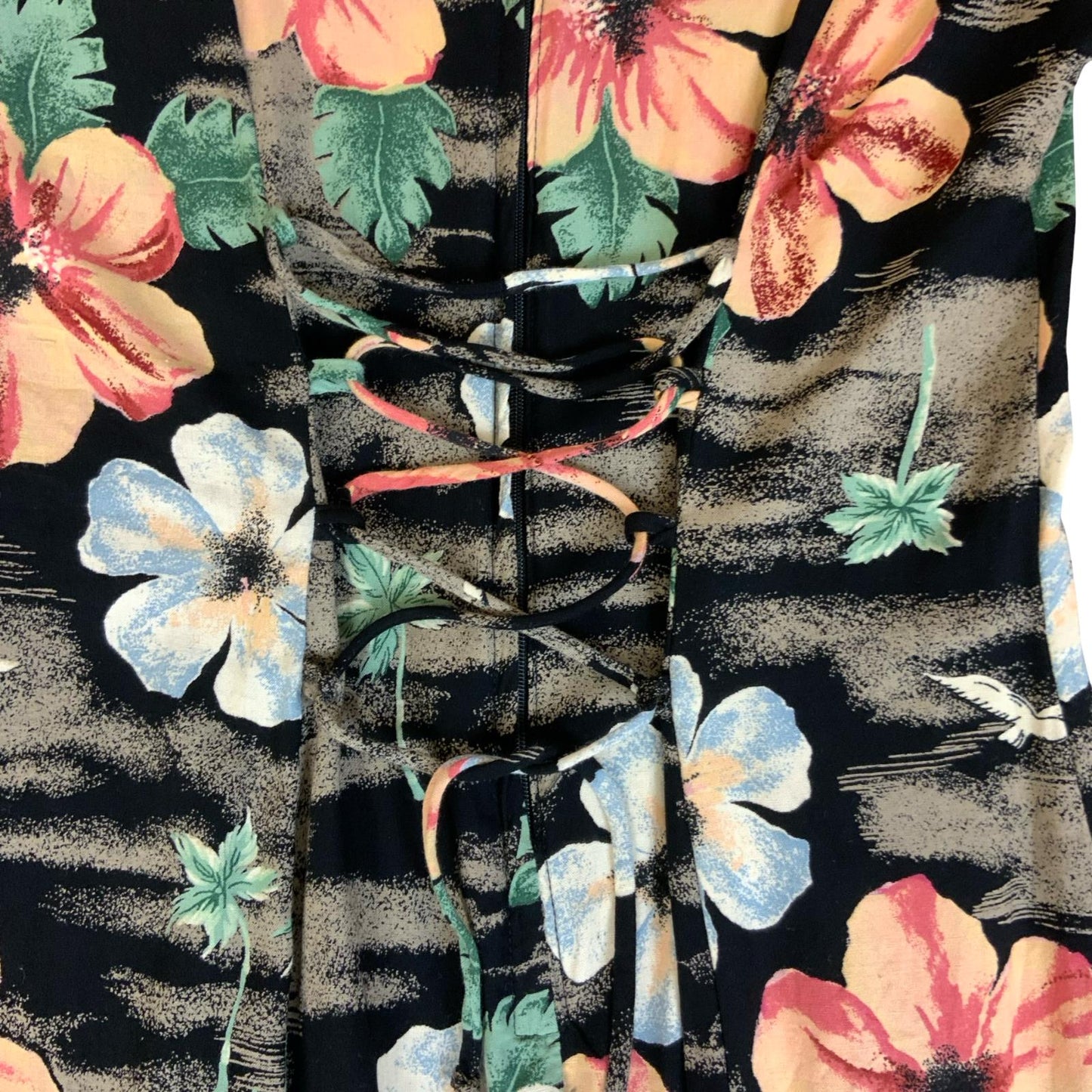 VTG 90s Y2K 'CALAMITY JAYNE' BLACK PINK FLORAL SPLIT SUMMER MAXI DRESS XS 6
