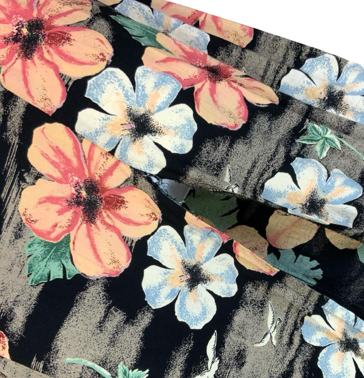 VTG 90s Y2K 'CALAMITY JAYNE' BLACK PINK FLORAL SPLIT SUMMER MAXI DRESS XS 6