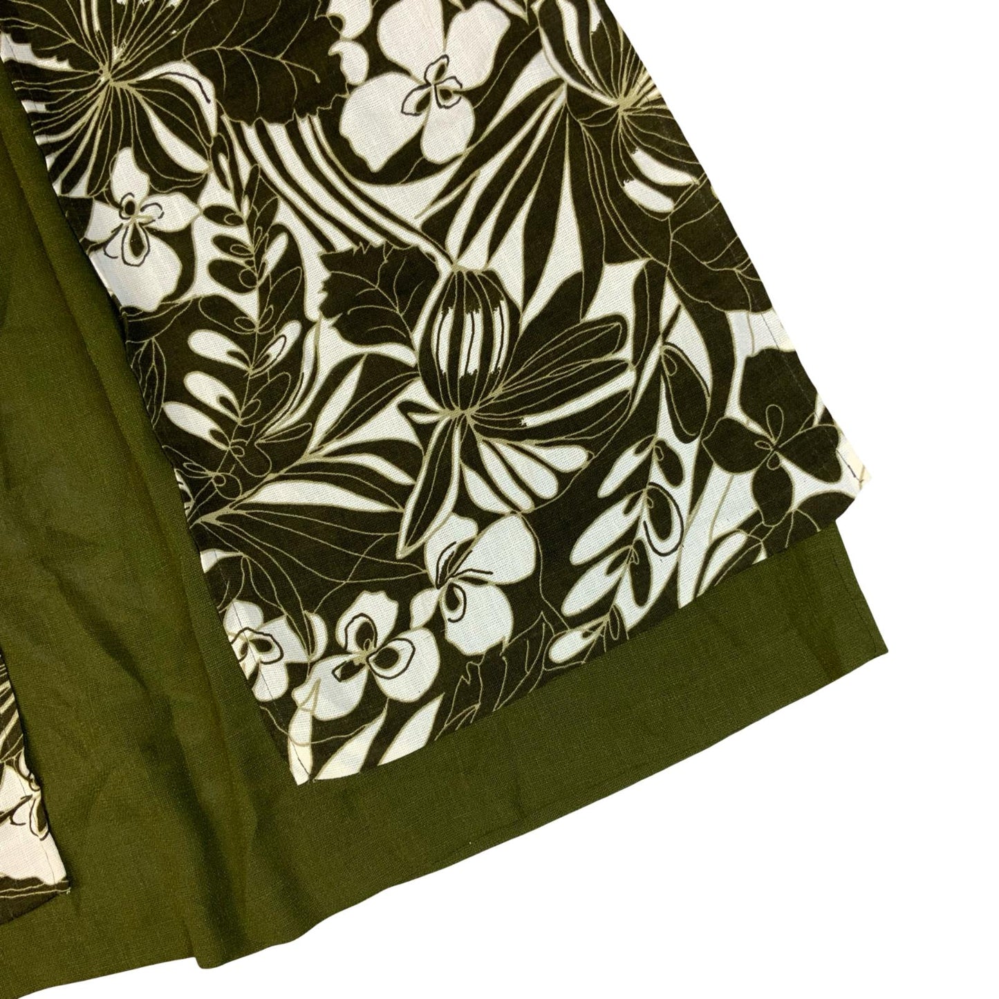 VTG 90s 'JOLIBEL' OLIVE GREEN WHITE FLORAL A-LINE LAYERED MAXI DRESS M
