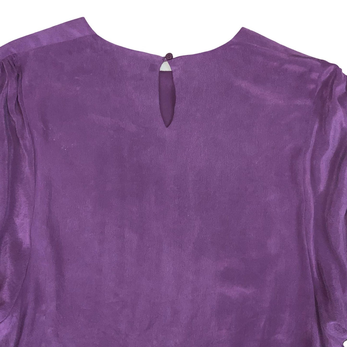 'SEE BY CHLOE' DEEP PURPLE PURE SILK PUFF SLEEVE MID-LENGTH EVENING DRESS S 10