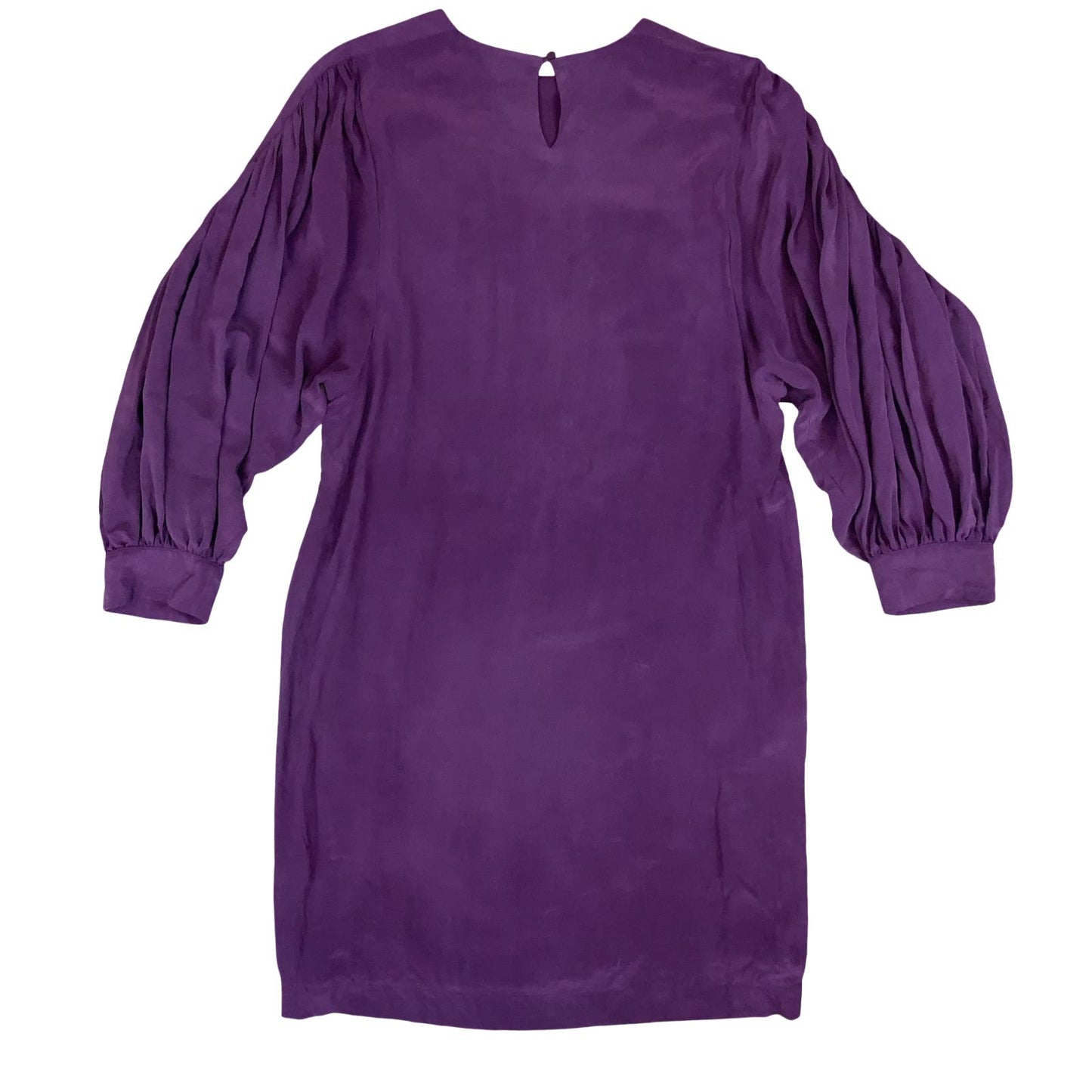 'SEE BY CHLOE' DEEP PURPLE PURE SILK PUFF SLEEVE MID-LENGTH EVENING DRESS S 10