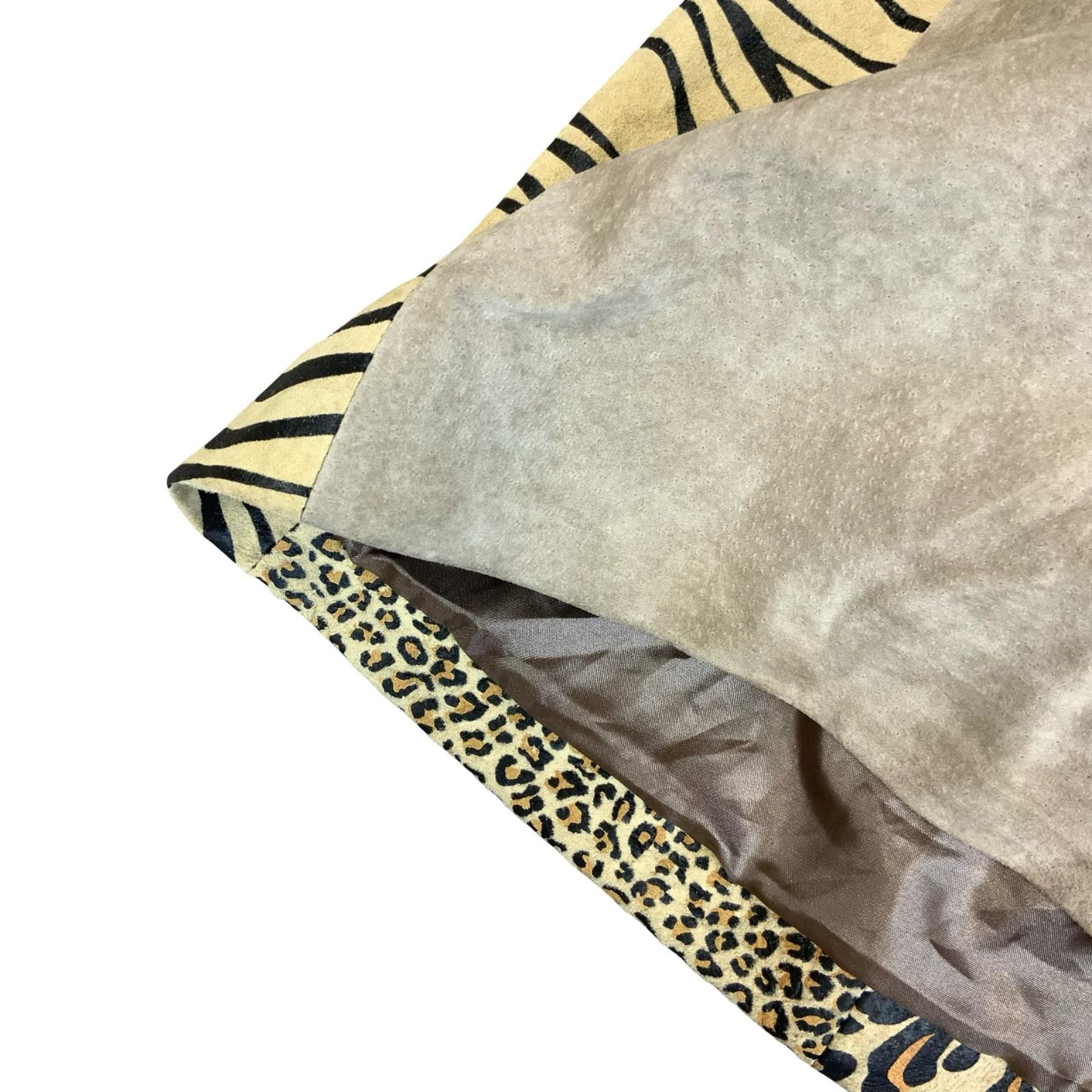 VTG 90s Y2K 'CRUSE' BEIGE SUEDE ANIMAL LEOPARD ZEBRA MINI PARTY DRESS S 10