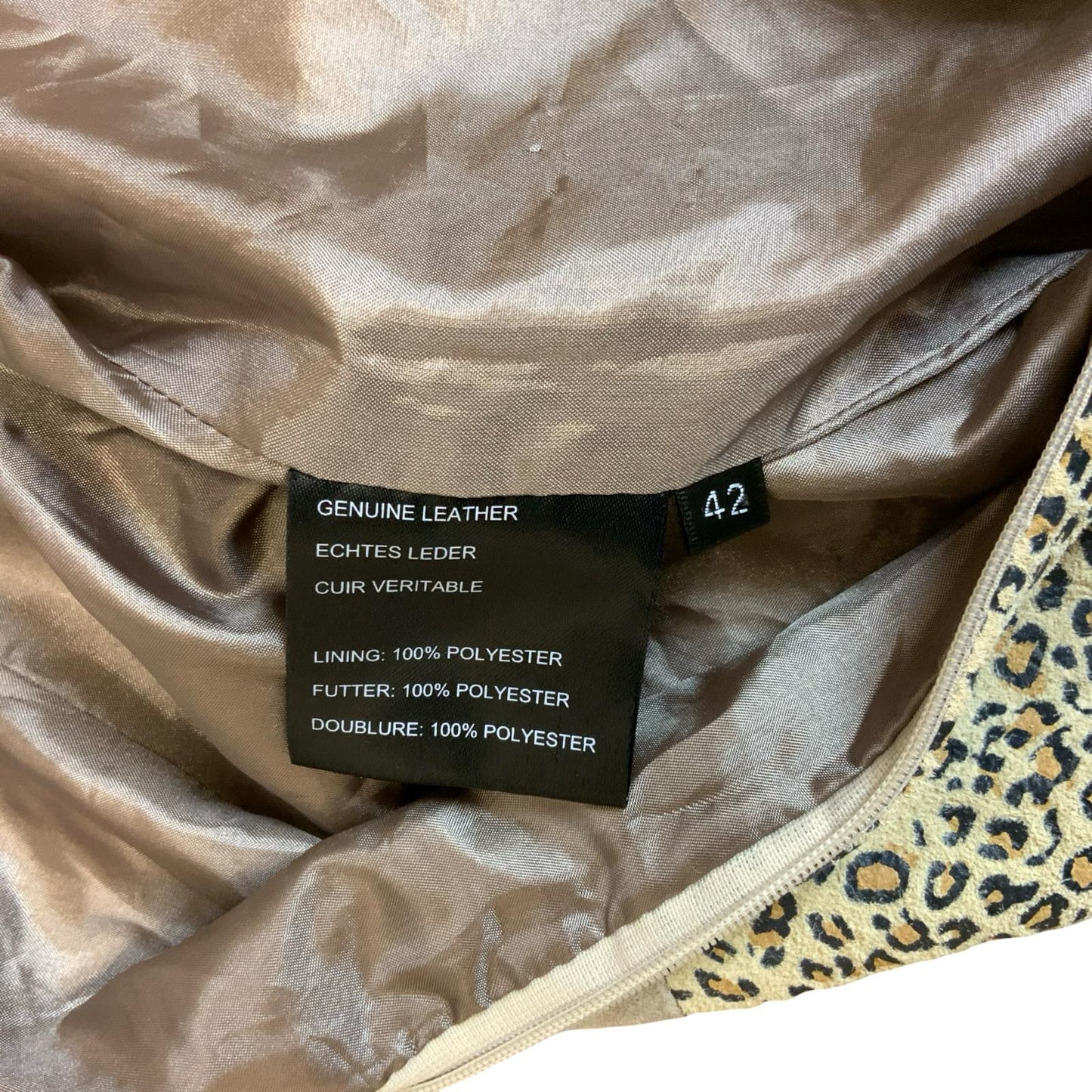 VTG 90s Y2K 'CRUSE' BEIGE SUEDE ANIMAL LEOPARD ZEBRA MINI PARTY DRESS S 10