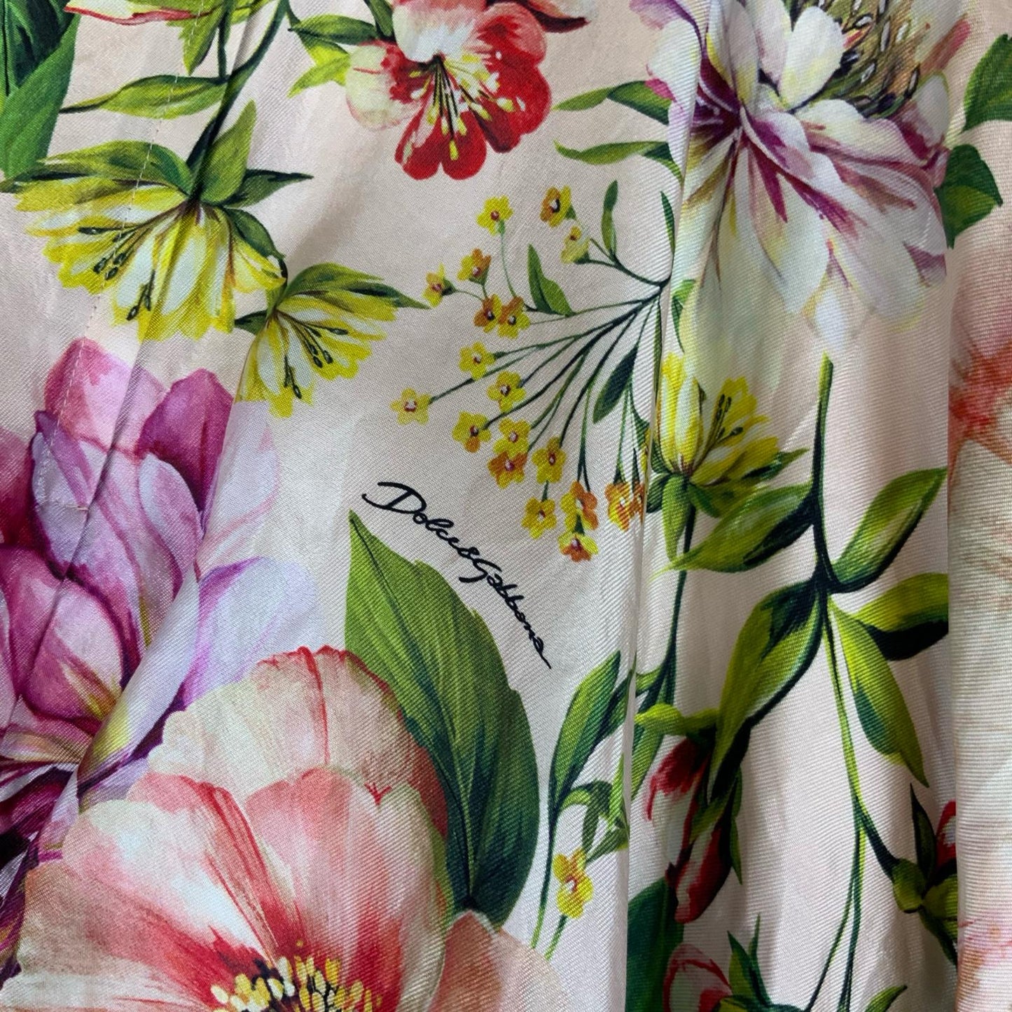 VTG DOLCE & GABANNA PINK FLORAL HIGH-WAISTED SUMMER HOLIDAY MIDI SILK SKIRT S 10