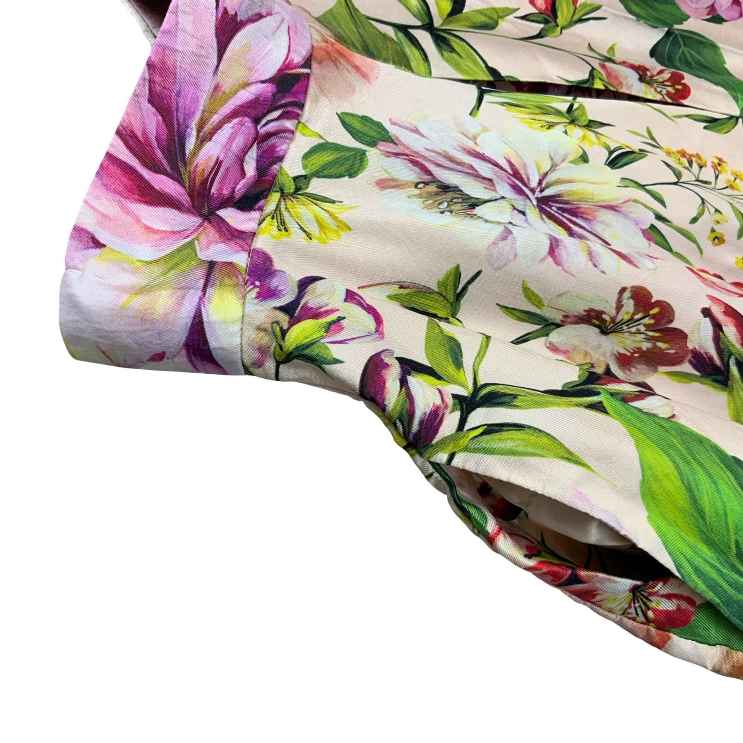 VTG DOLCE & GABANNA PINK FLORAL HIGH-WAISTED SUMMER HOLIDAY MIDI SILK SKIRT S 10
