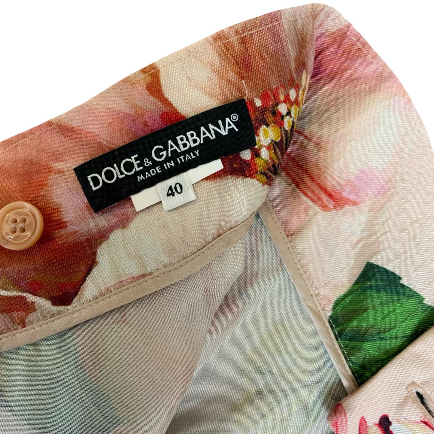 VTG DOLCE & GABANNA PINK FLORAL HIGH-WAISTED SUMMER HOLIDAY MIDI SILK SKIRT S 10