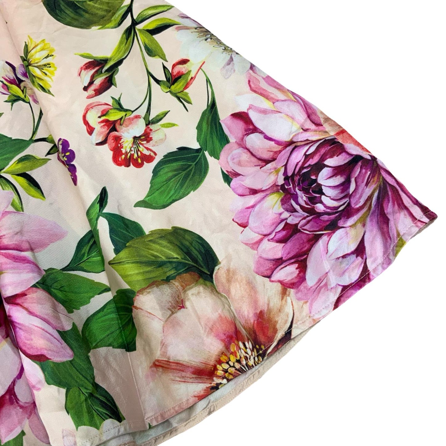 VTG DOLCE & GABANNA PINK FLORAL HIGH-WAISTED SUMMER HOLIDAY MIDI SILK SKIRT S 10
