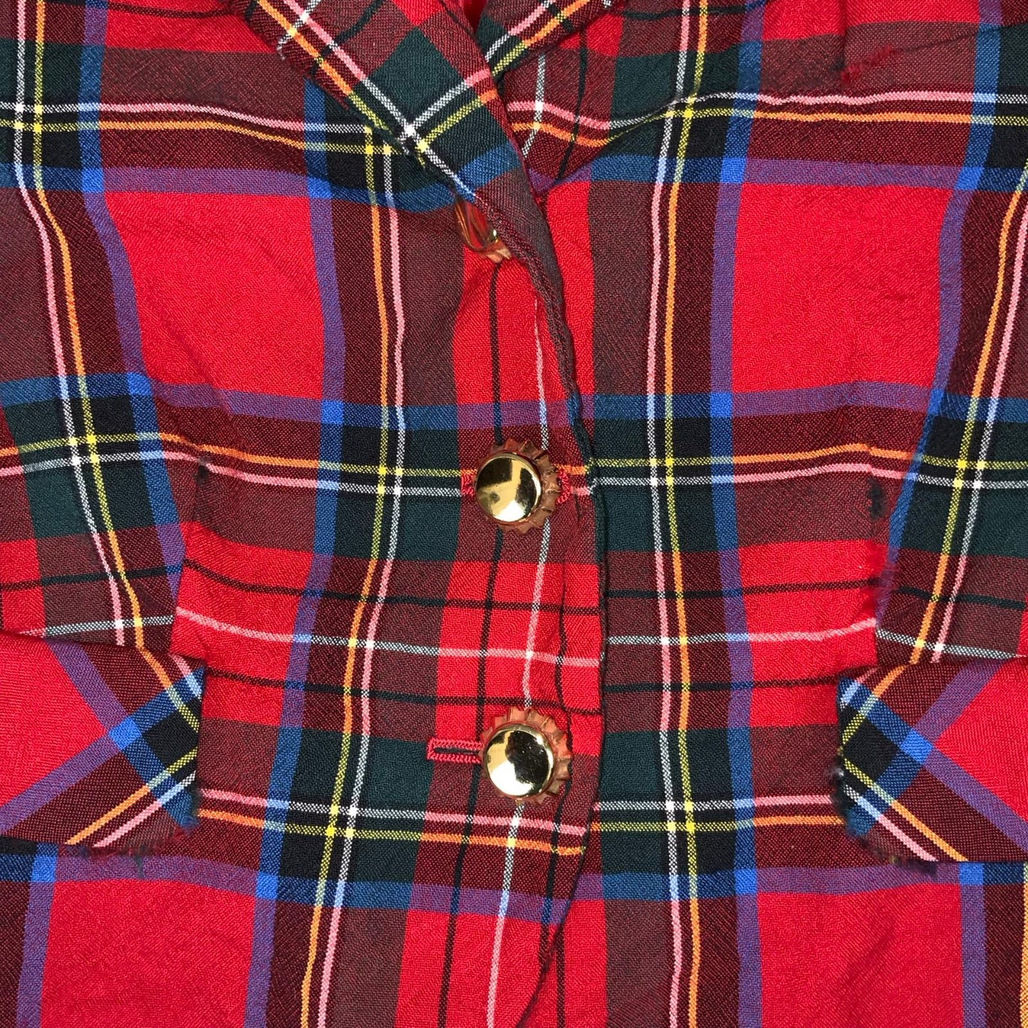 'MOSCHINO' CHEAP & CHIC 2012 RED BLUE TARTAN CROPPED UNIQUE PUNK JACKET SMALL 10