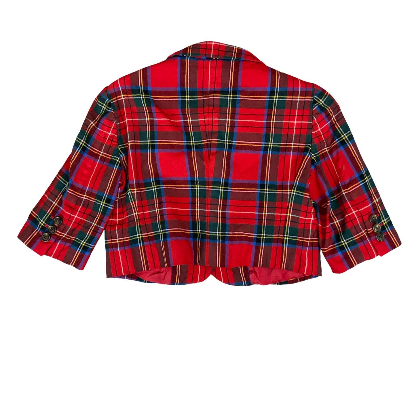 'MOSCHINO' CHEAP & CHIC 2012 RED BLUE TARTAN CROPPED UNIQUE PUNK JACKET SMALL 10