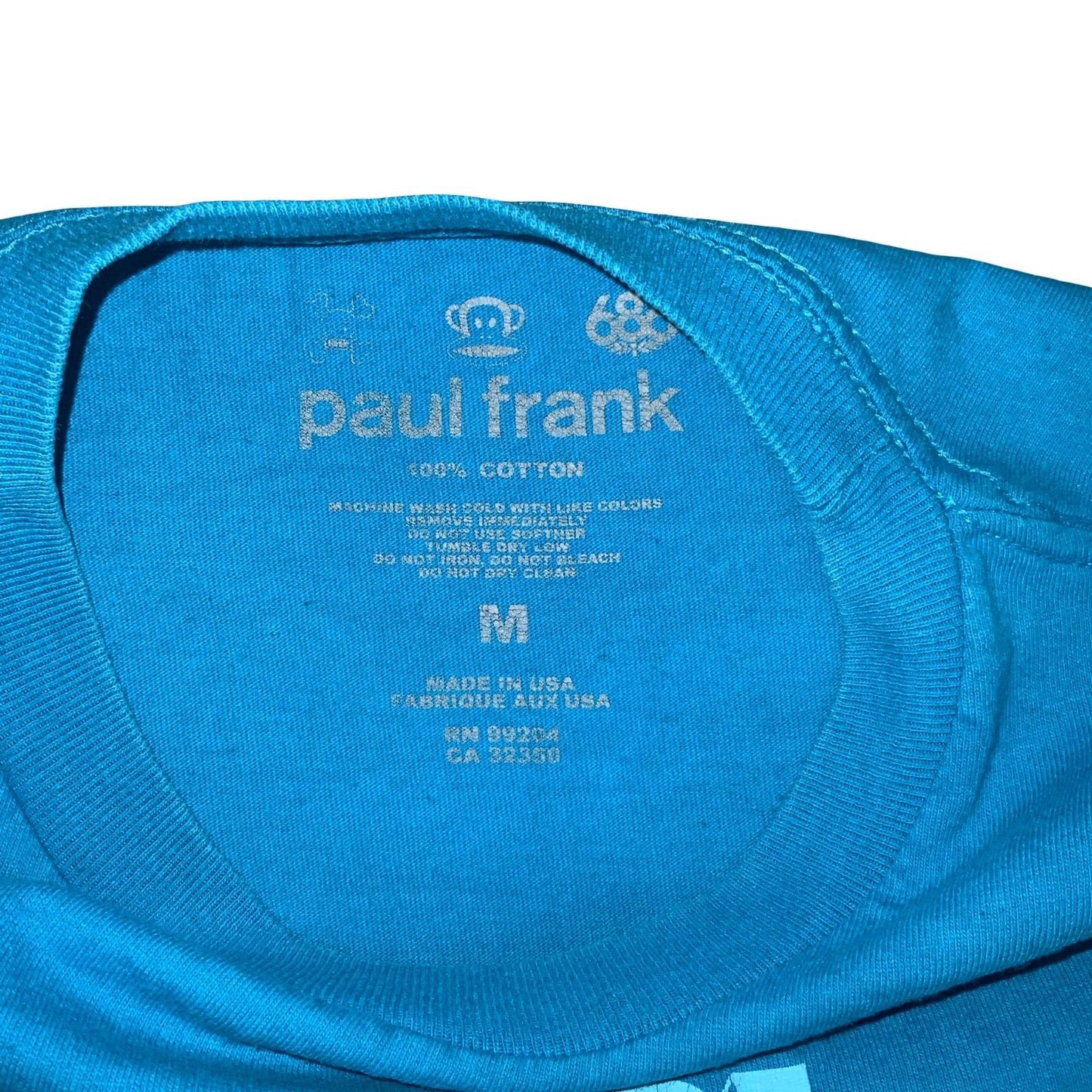 90s Y2K 'PAUL FRANK' BLUE ORIGINAL MONKEY GRAPHIC SLIM FIT BABY TEE T-SHIRT S 10