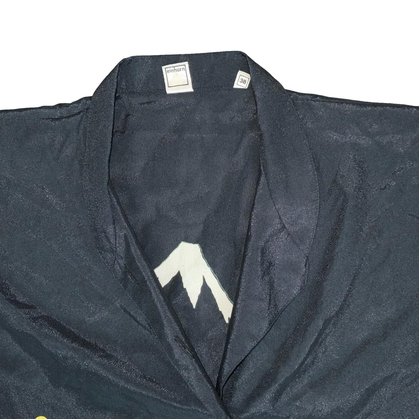 VTG 90s BLACK MOUNTAIN SCENE GRAPHIC ASYMMETRIC CAP-SLEEVED BLOUSE M 12