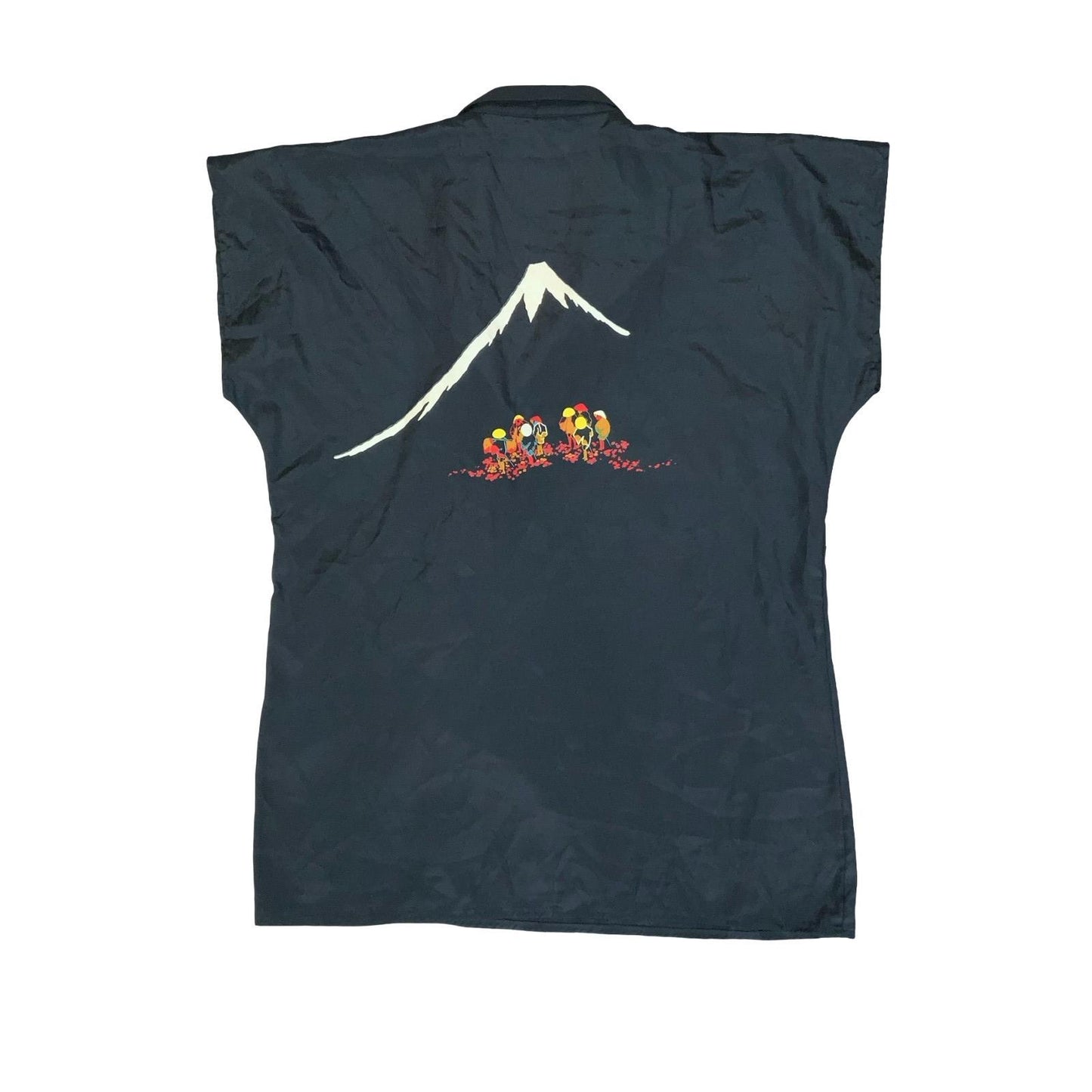 VTG 90s BLACK MOUNTAIN SCENE GRAPHIC ASYMMETRIC CAP-SLEEVED BLOUSE M 12
