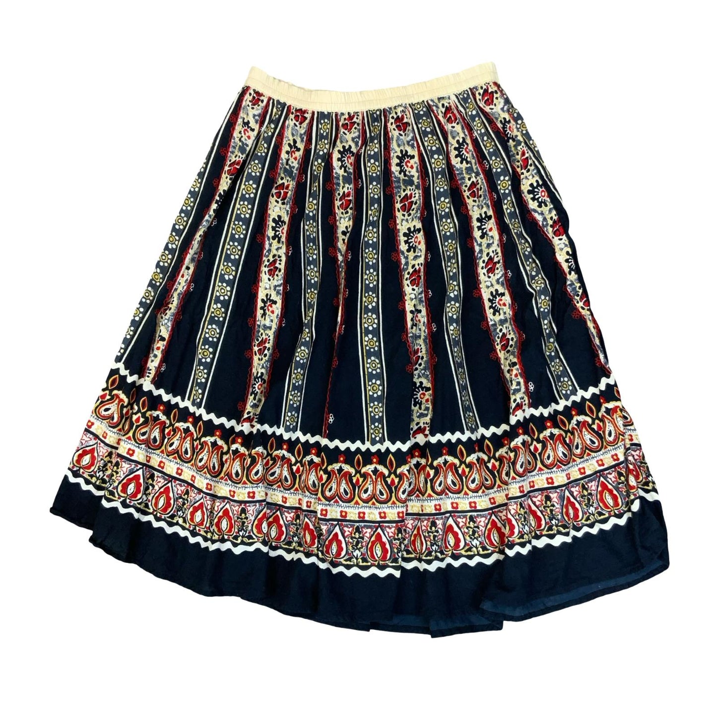 VTG 90s y2k 'SARAL' BLUE RED FLORAL BOHO INDIAN HIPPIE FOLKY MIDI SKIRT UK 14/16
