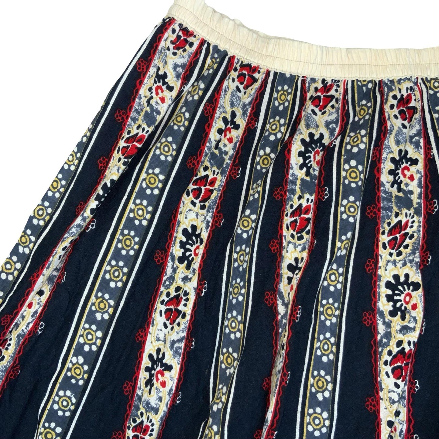 VTG 90s y2k 'SARAL' BLUE RED FLORAL BOHO INDIAN HIPPIE FOLKY MIDI SKIRT UK 14/16