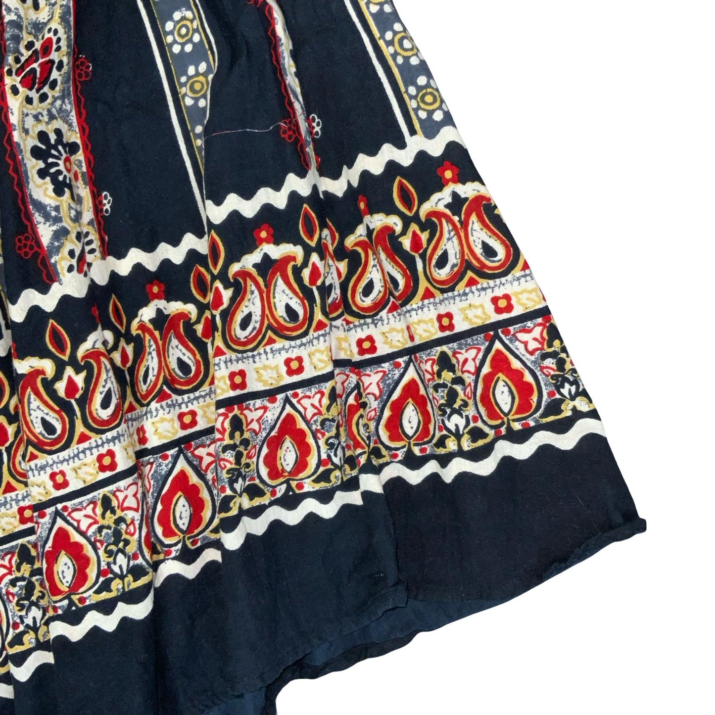 VTG 90s y2k 'SARAL' BLUE RED FLORAL BOHO INDIAN HIPPIE FOLKY MIDI SKIRT UK 14/16