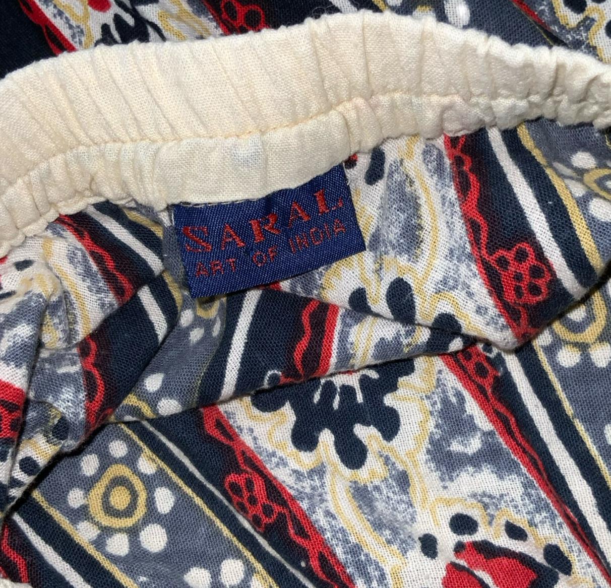 VTG 90s y2k 'SARAL' BLUE RED FLORAL BOHO INDIAN HIPPIE FOLKY MIDI SKIRT UK 14/16