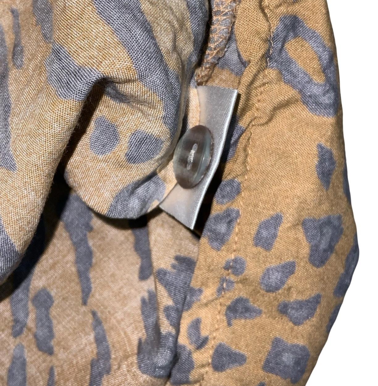 VTG 90s 'LINEA V' BROWN BLACK LEOPARD ANIMAL PRINT RETRO SHIRT BLOUSE UK 14/16